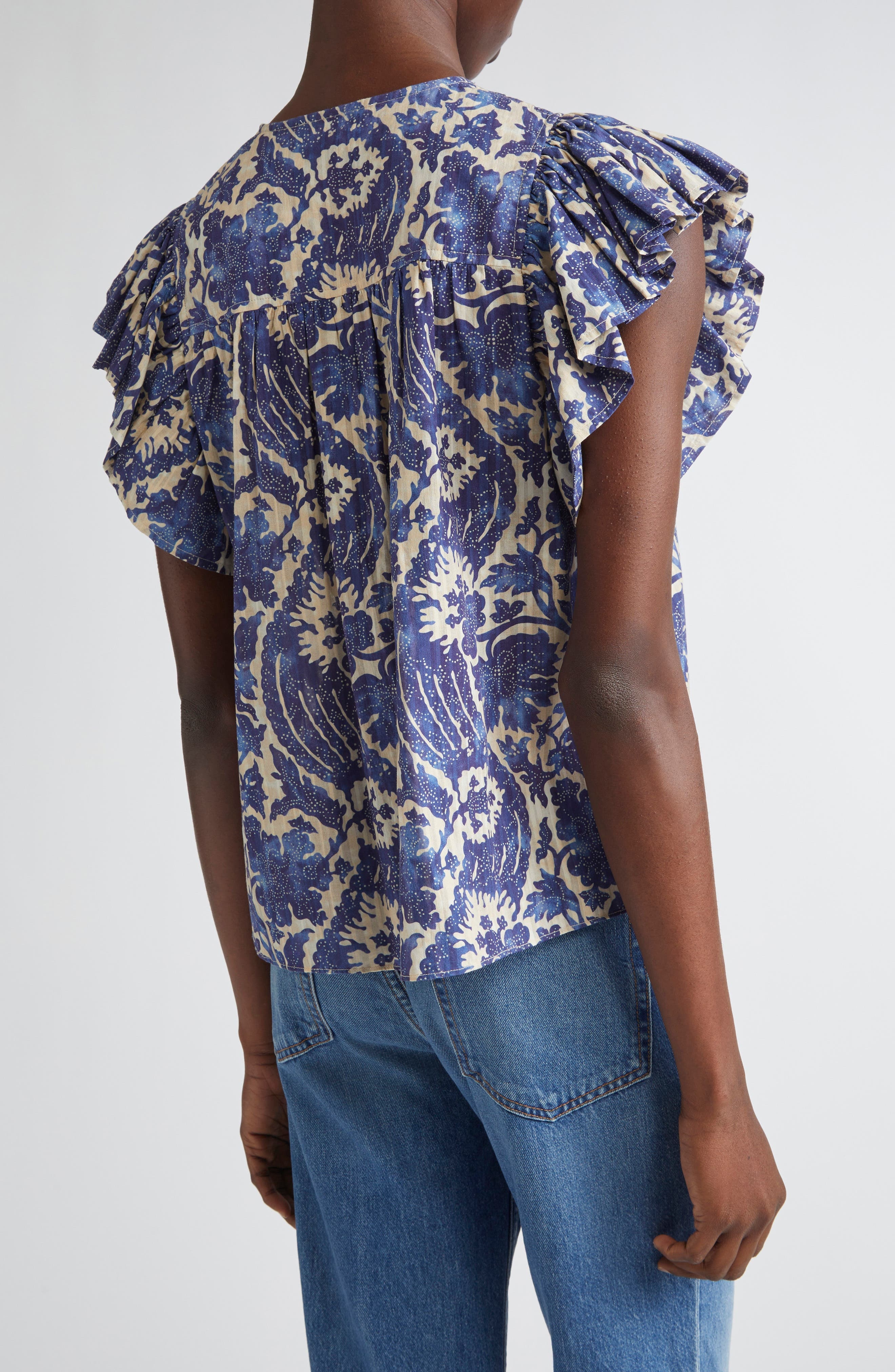 Ulla Johnson Sienna Flutter Sleeve Top in Ocean at Nordstrom - 2
