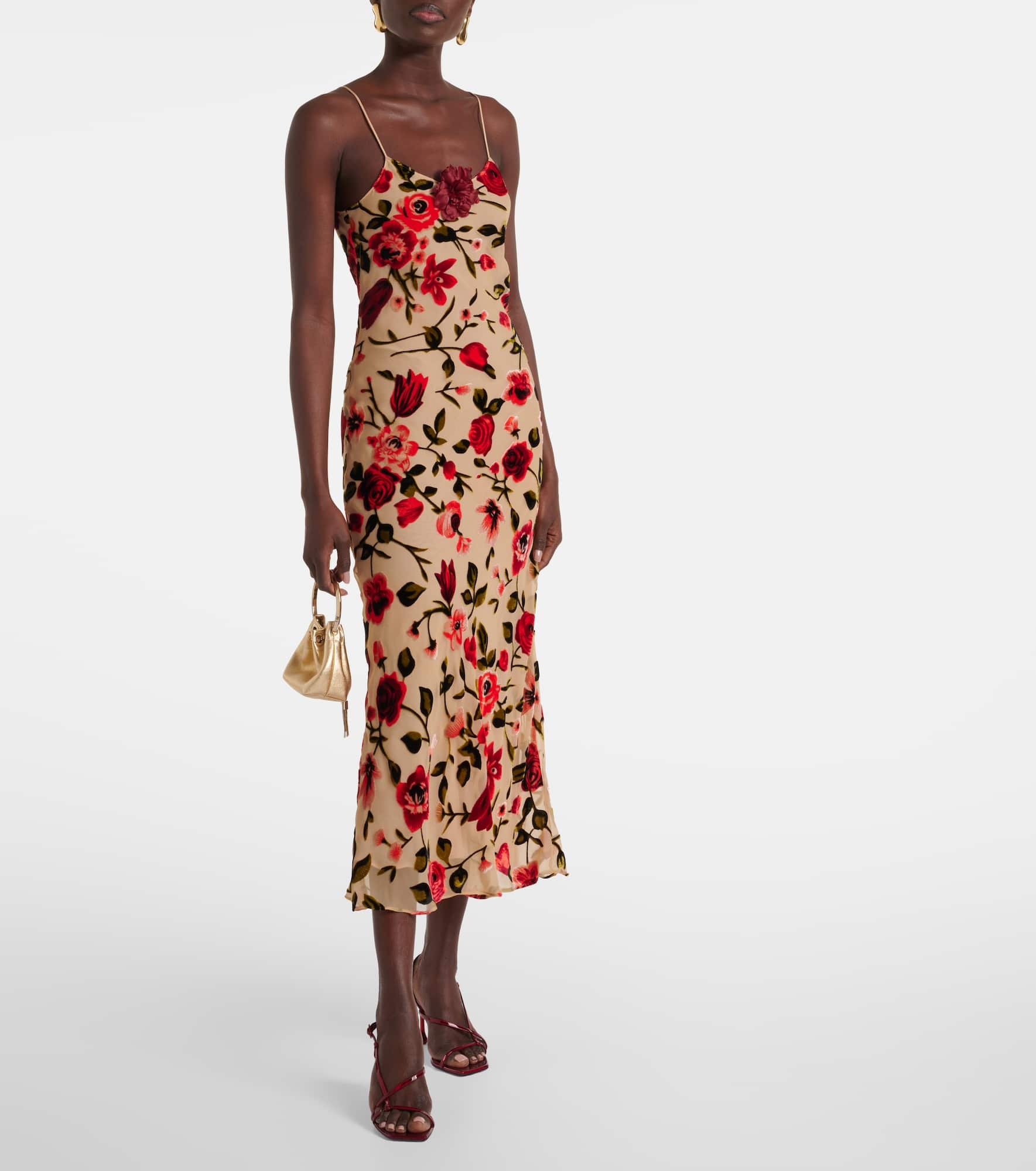 Sheer floral velvet devoré slip dress - 2