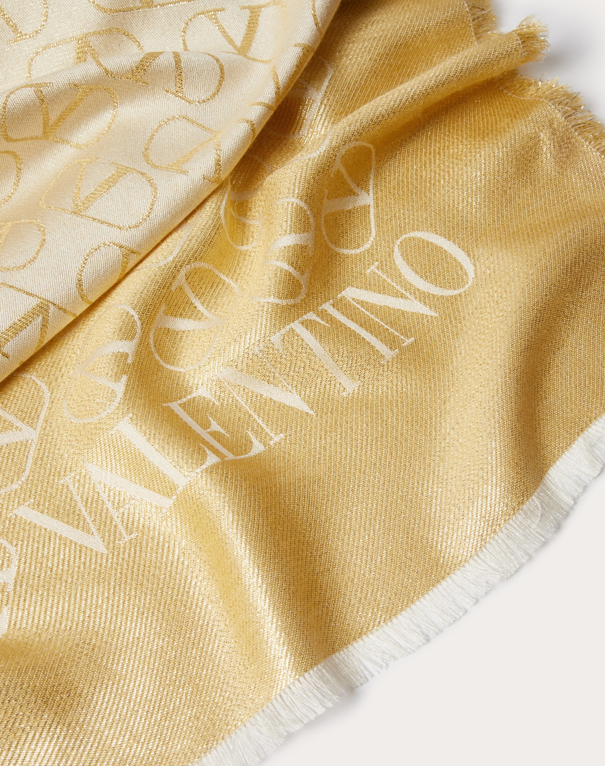 VLOGO SIGNATURE JACQUARD SHAWL IN SILK, CASHMERE AND LUREX 140X140 - 3