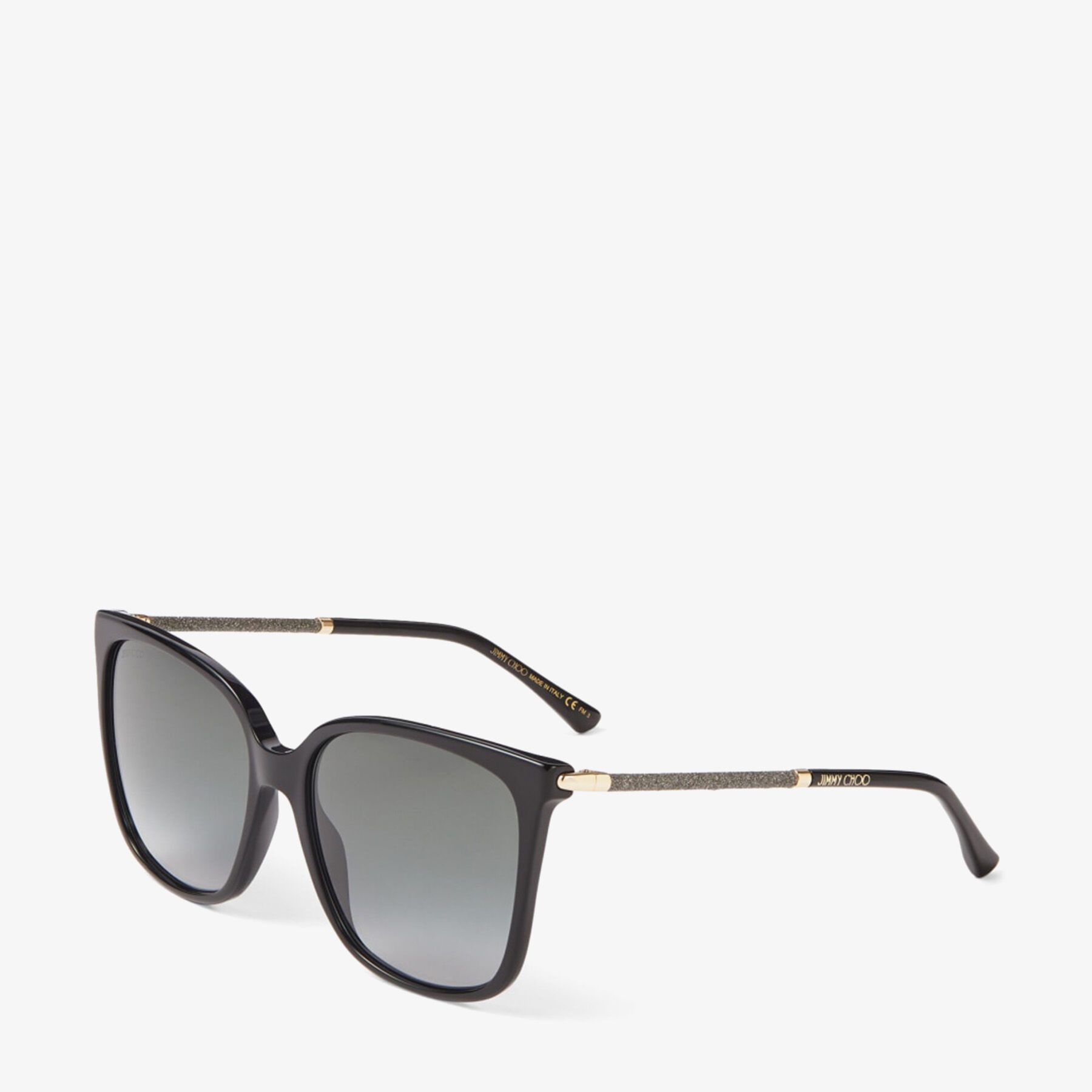Scilla
Black Square-Frame Sunglasses with Black Glitter Temples - 3