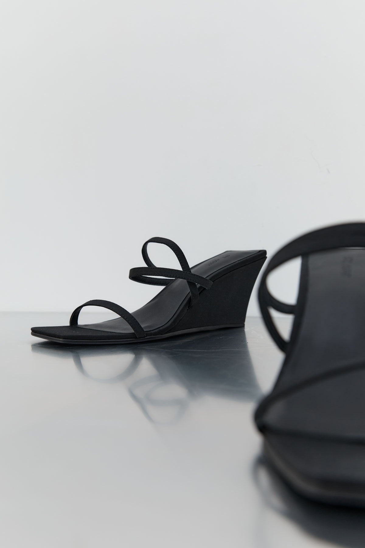Cross Strap Wedge - Black - 3
