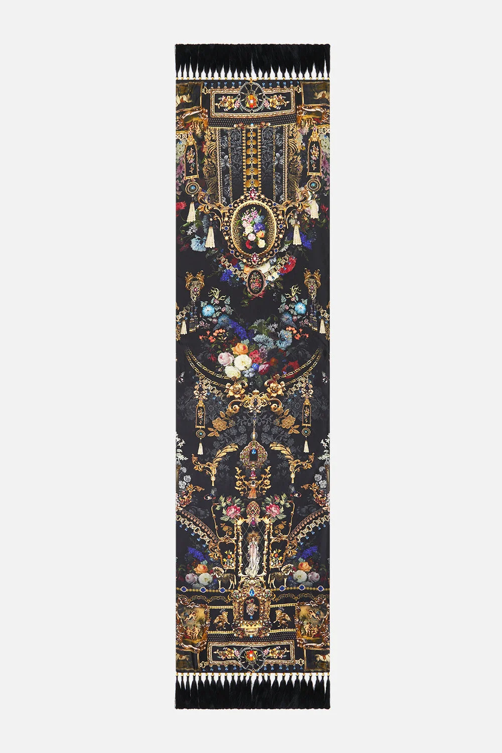 LONG SCARF WITH TASSELS NIGHT GARDEN - 1