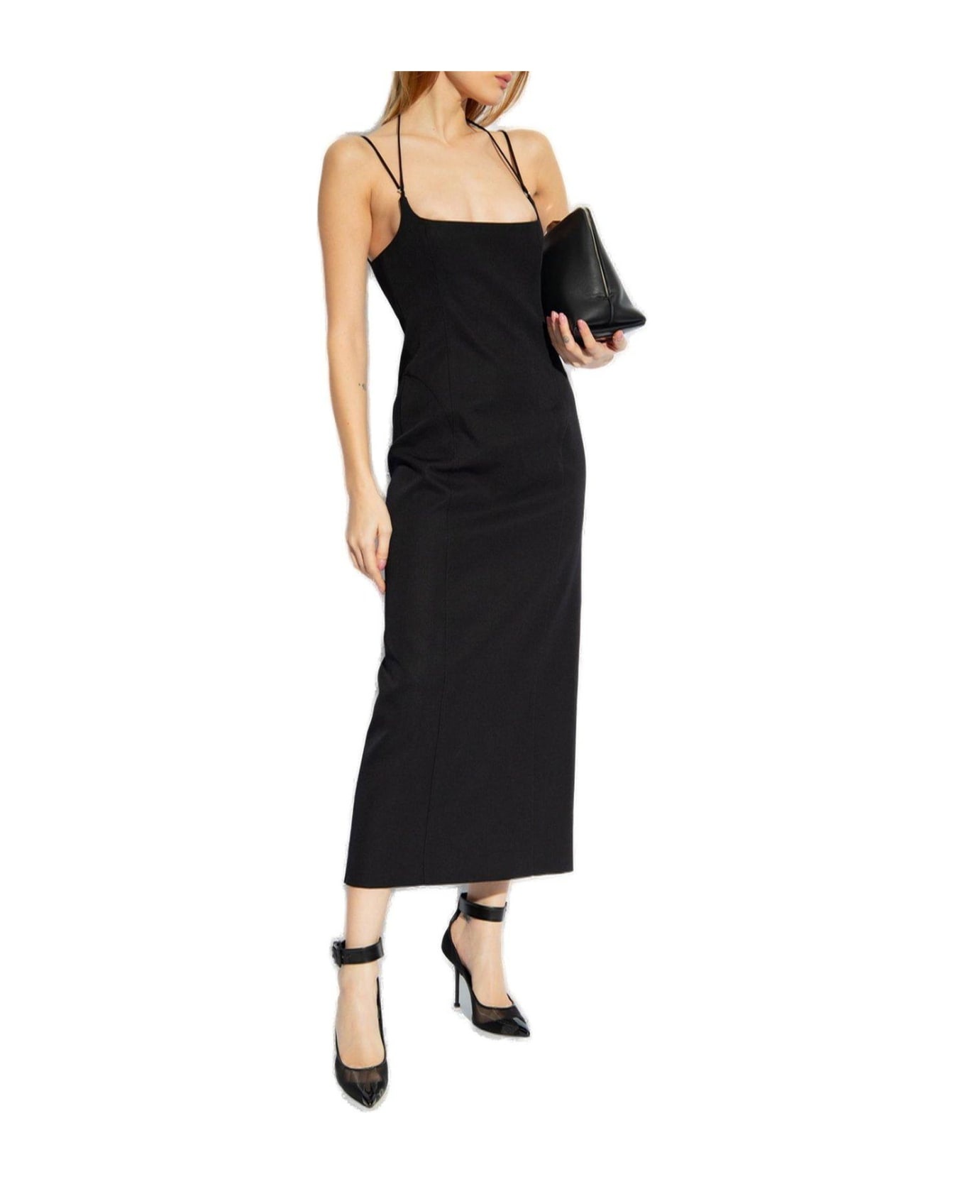 Gabardine Square Neck Midi Dress - 4