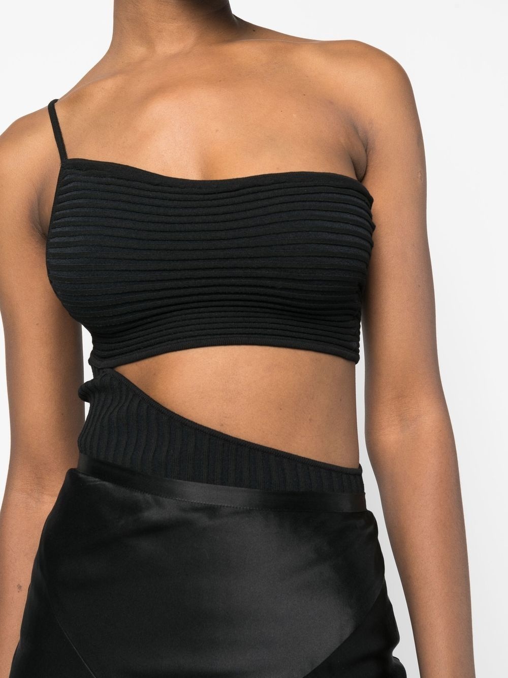 one-shoulder cut-out ribbed top - 5