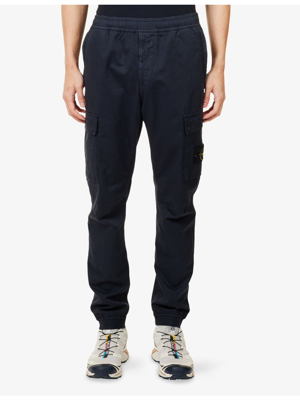 Drawstring Tapered-leg Stretch-Cotton And Wool Trousers - 3