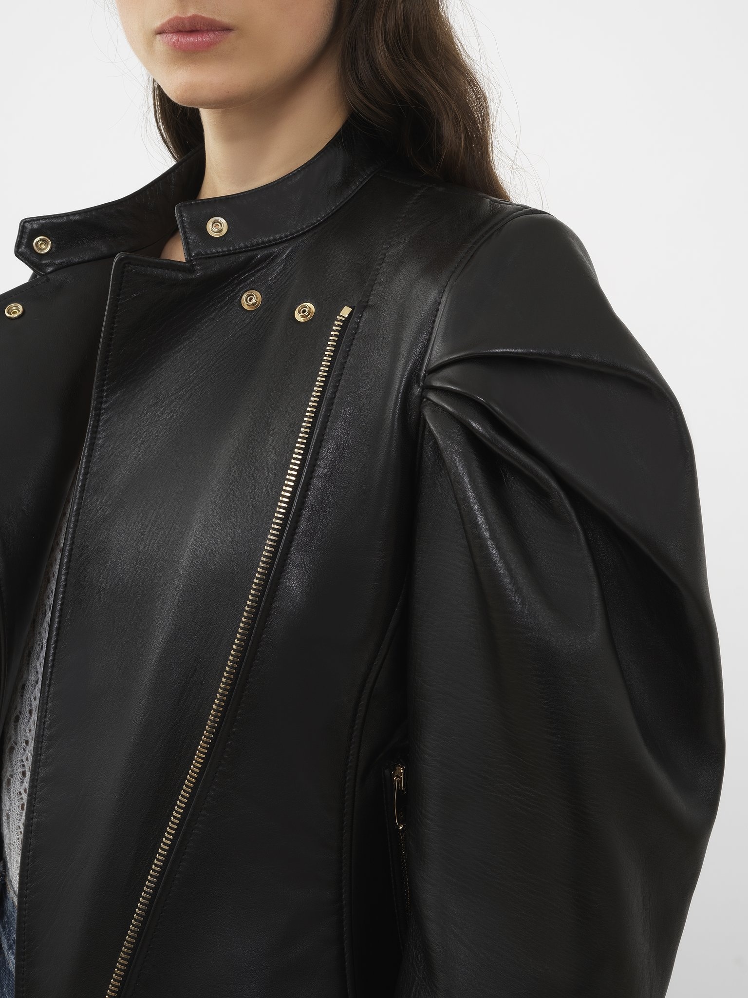 ASYMMETRICAL BIKER LEATHER JACKET - 7