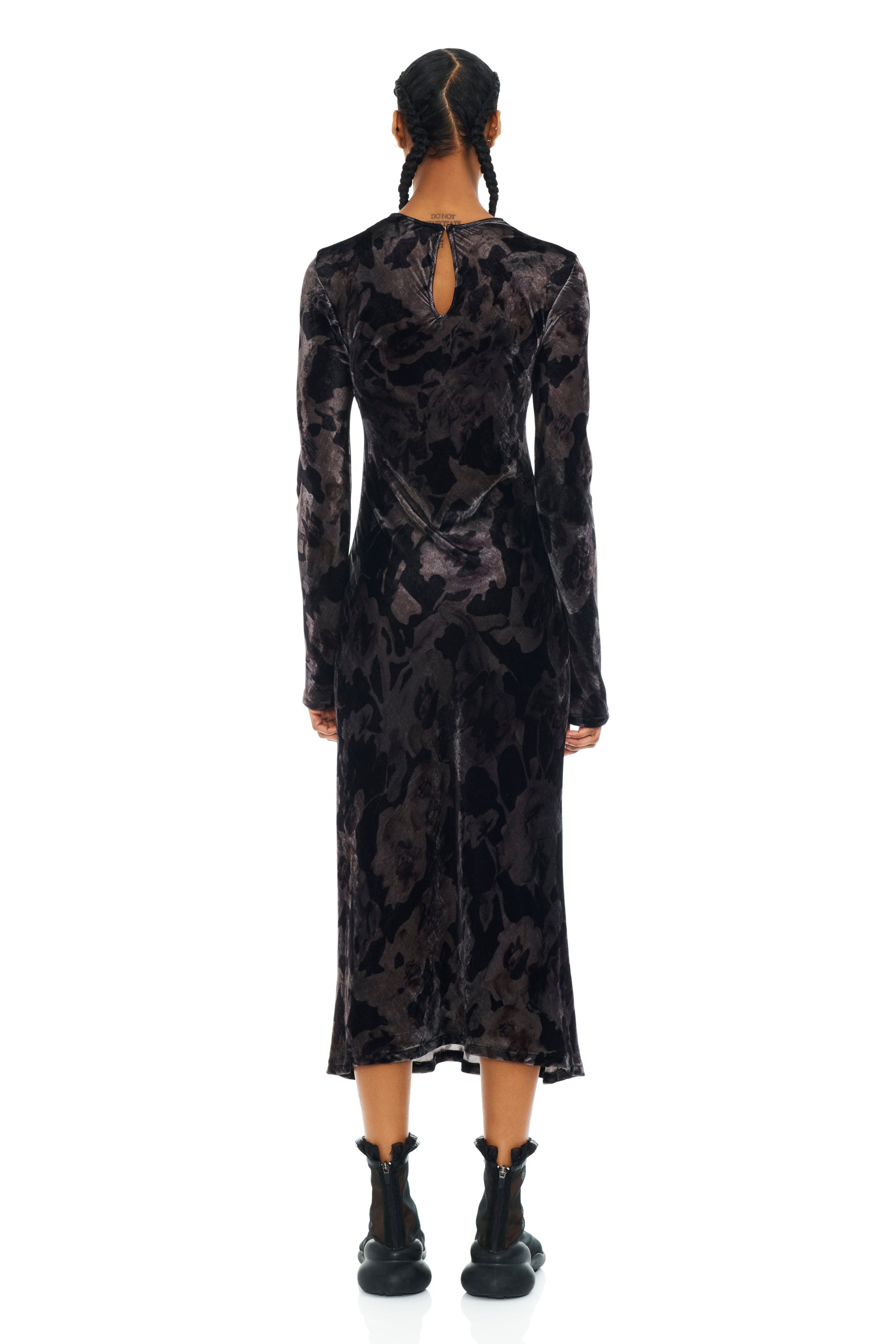 BLACK WATERCOLOR ROSES YURI DRESS - 4