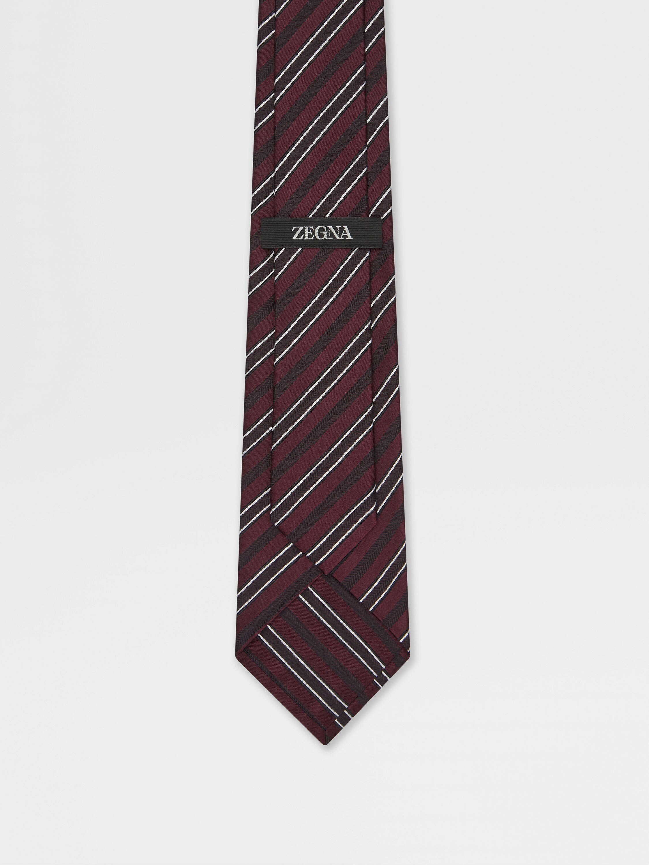 BURGUNDY SILK AND COTTON TIE - 3