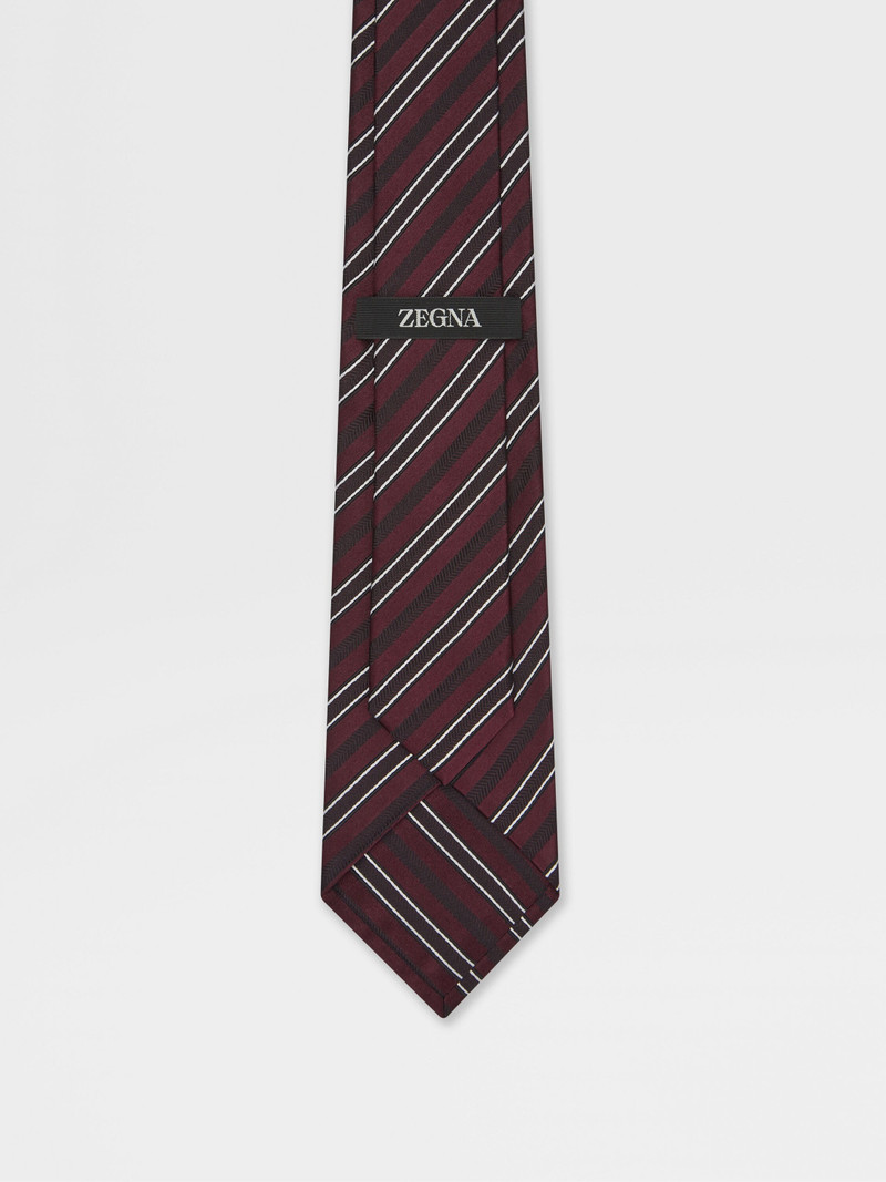 BURGUNDY SILK AND COTTON TIE 3