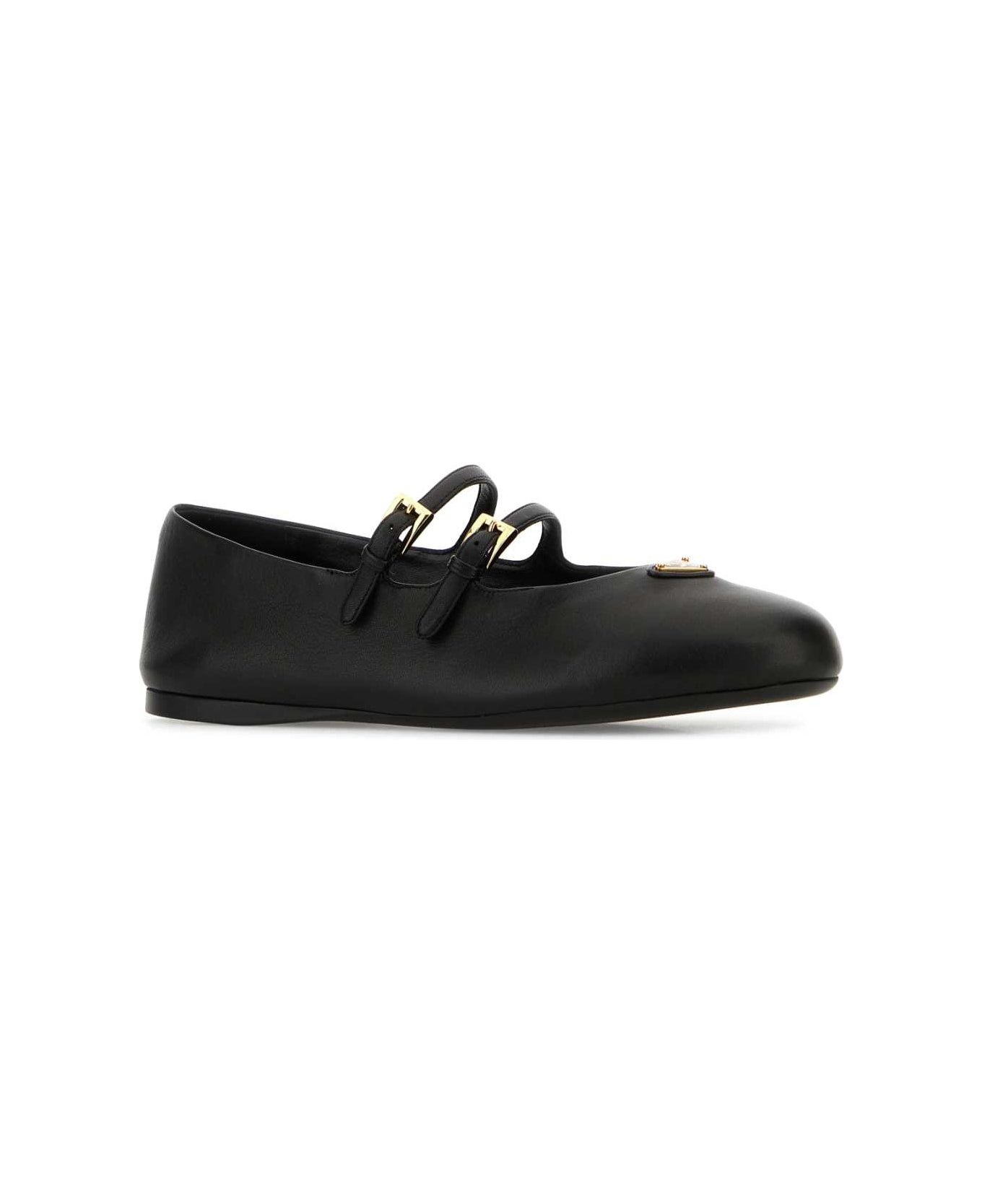 Black Nappa Leather Ballerinas - 2