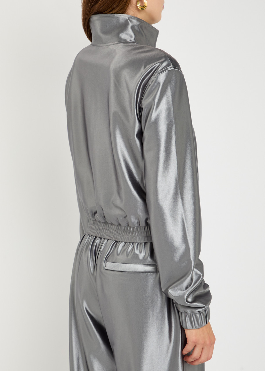 Alexanderwang.t Shrunken Logo-embossed Satin Track Jacket - 3