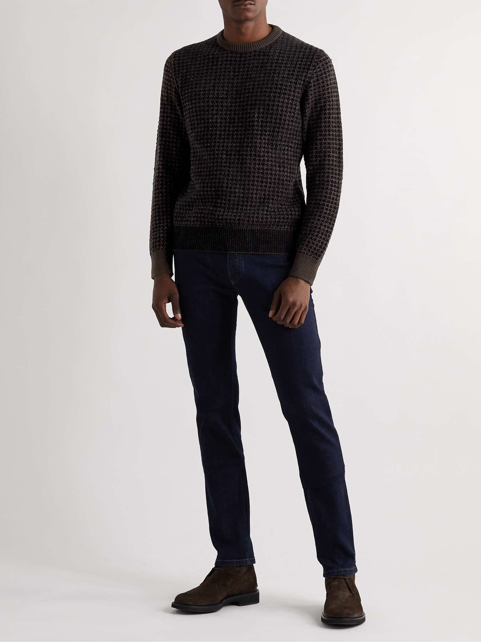 Houndstooth Silk, Wool and Cashmere-Blend Sweater - 2