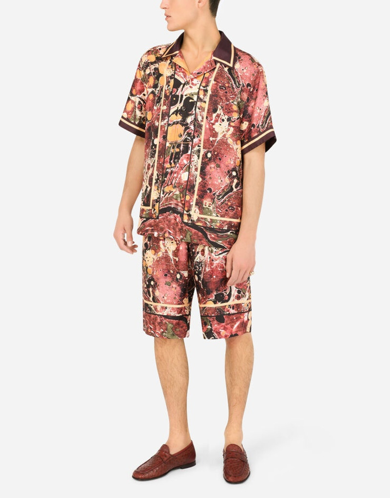 Dolce & Gabbana Silk jogging shorts with marbled print outlook