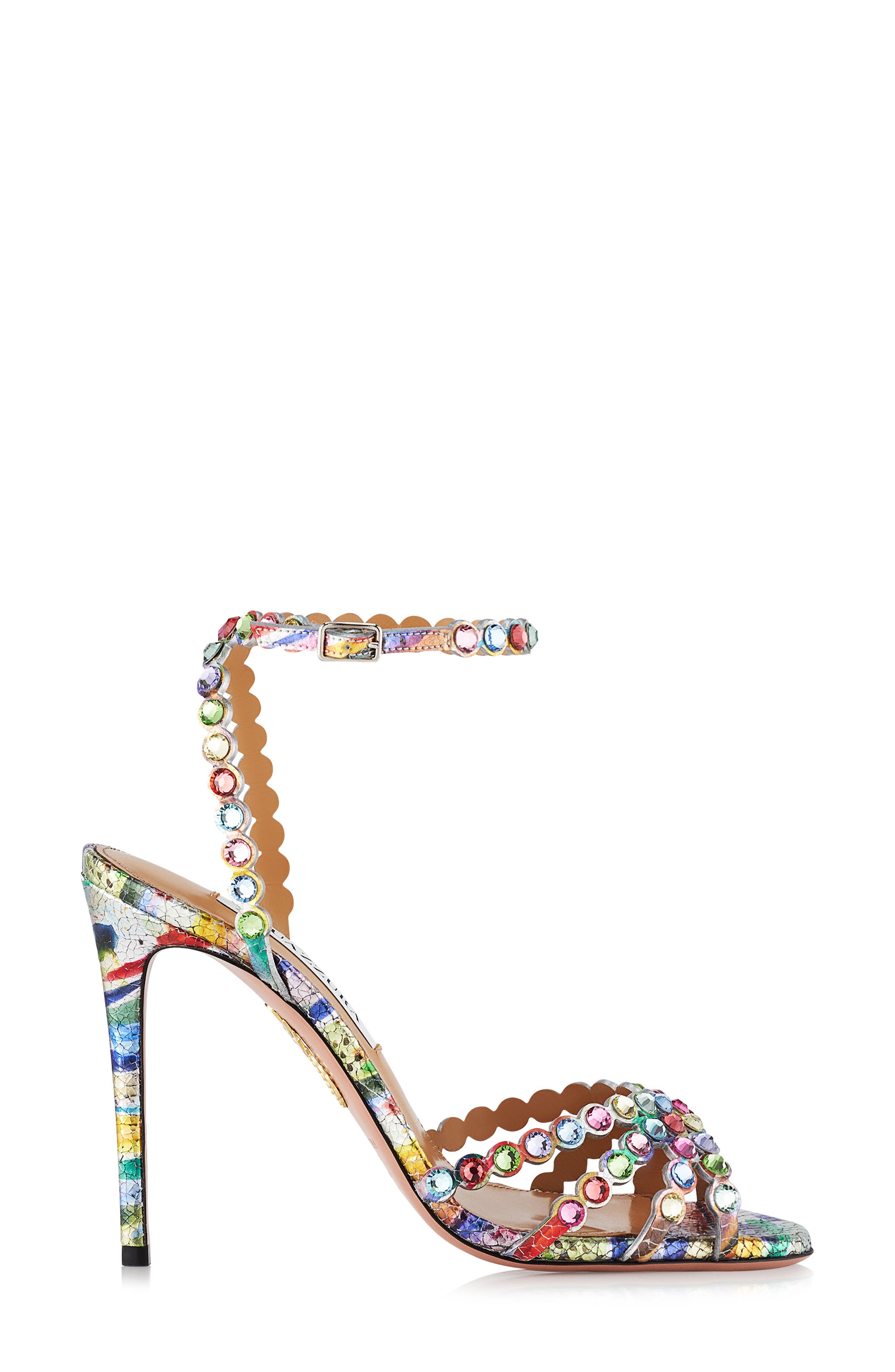 Aquazzura Tequila Crystal Ankle Strap Sandal in Rainbow at Nordstrom - 4