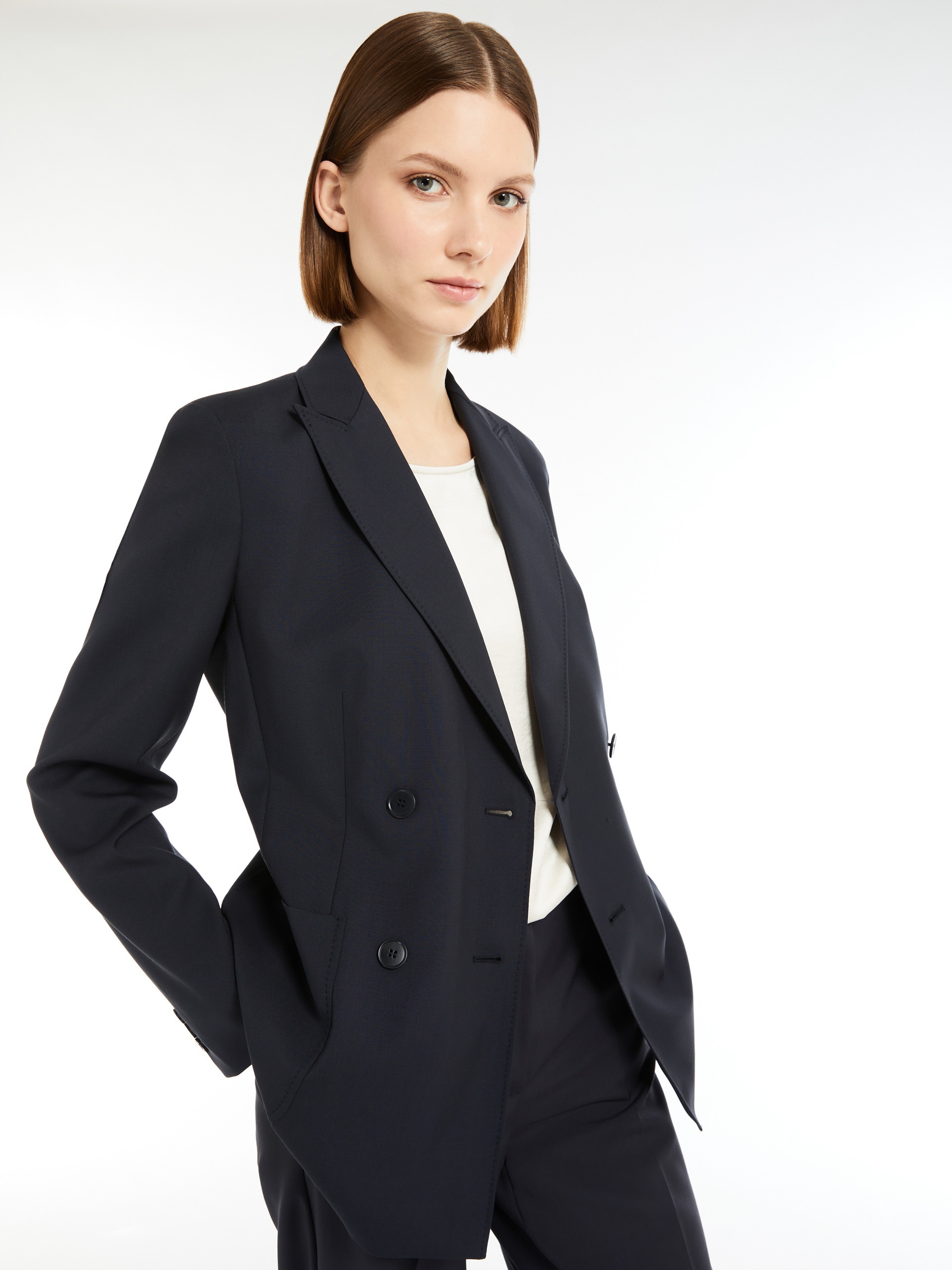 NERVOSO Double-breasted blazer in stretch wool canvas - 5
