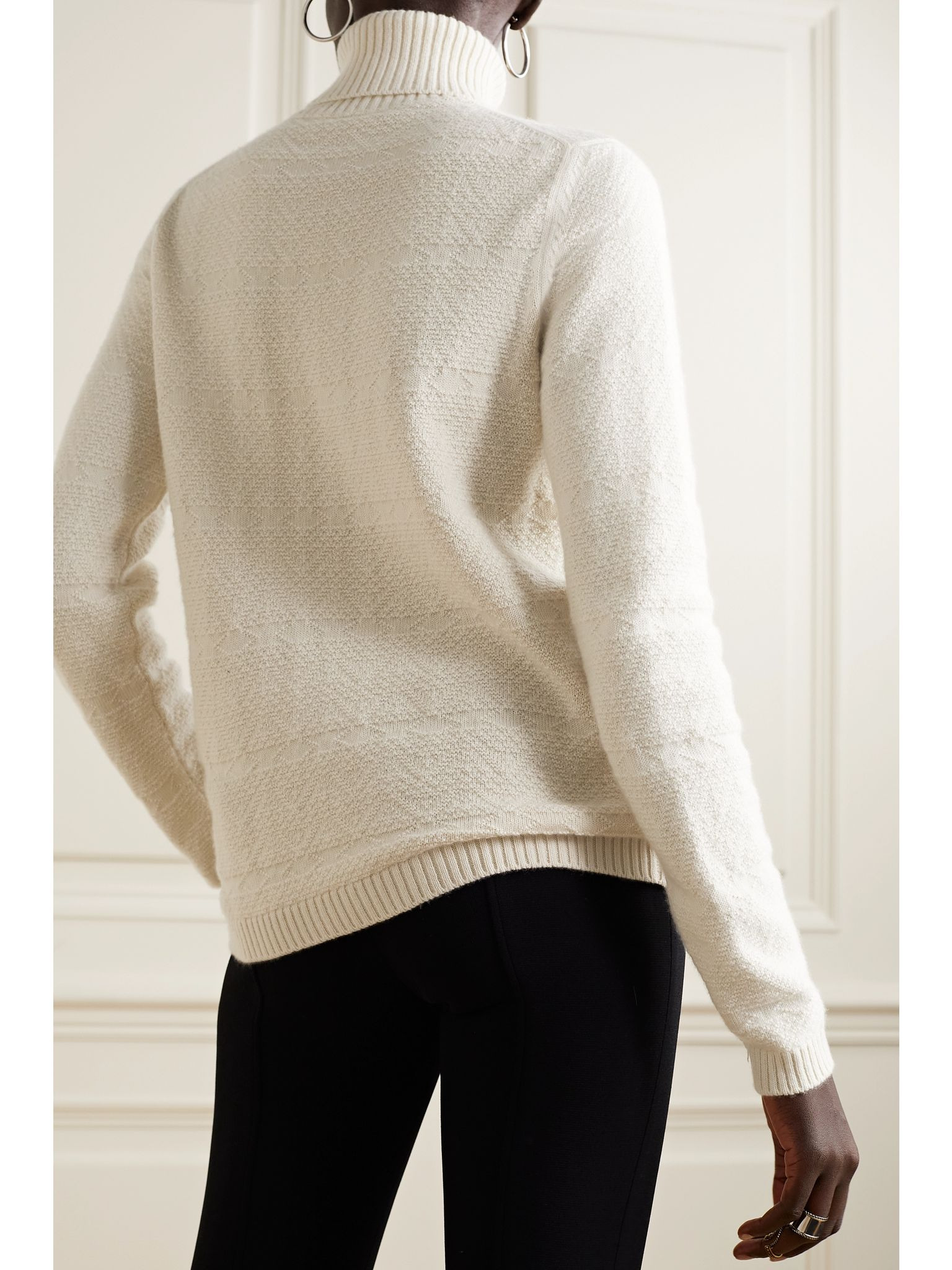 Dolcevita Bernina jacquard-knit cashmere turtleneck sweater White - 4