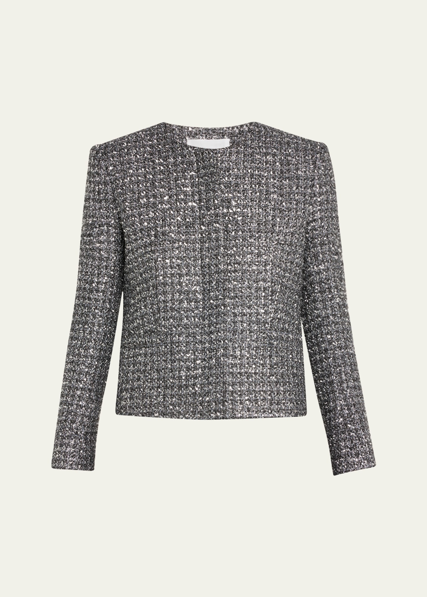 Metallic Paillette Tweed Shrunken Jacket - 1