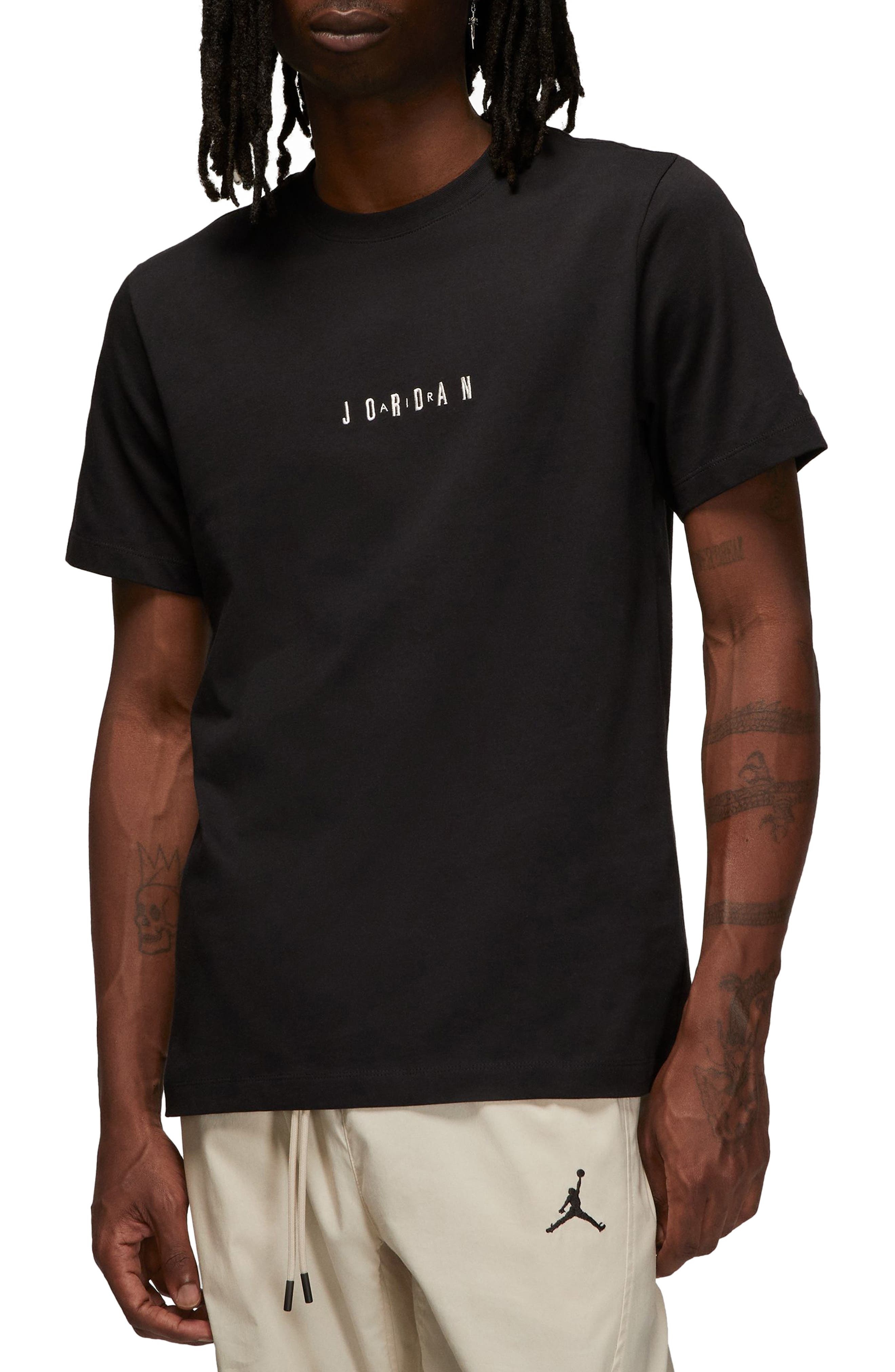 Nike Jordan Embroidered Crewneck T-Shirt in Black/Sail/Sail at Nordstrom - 1