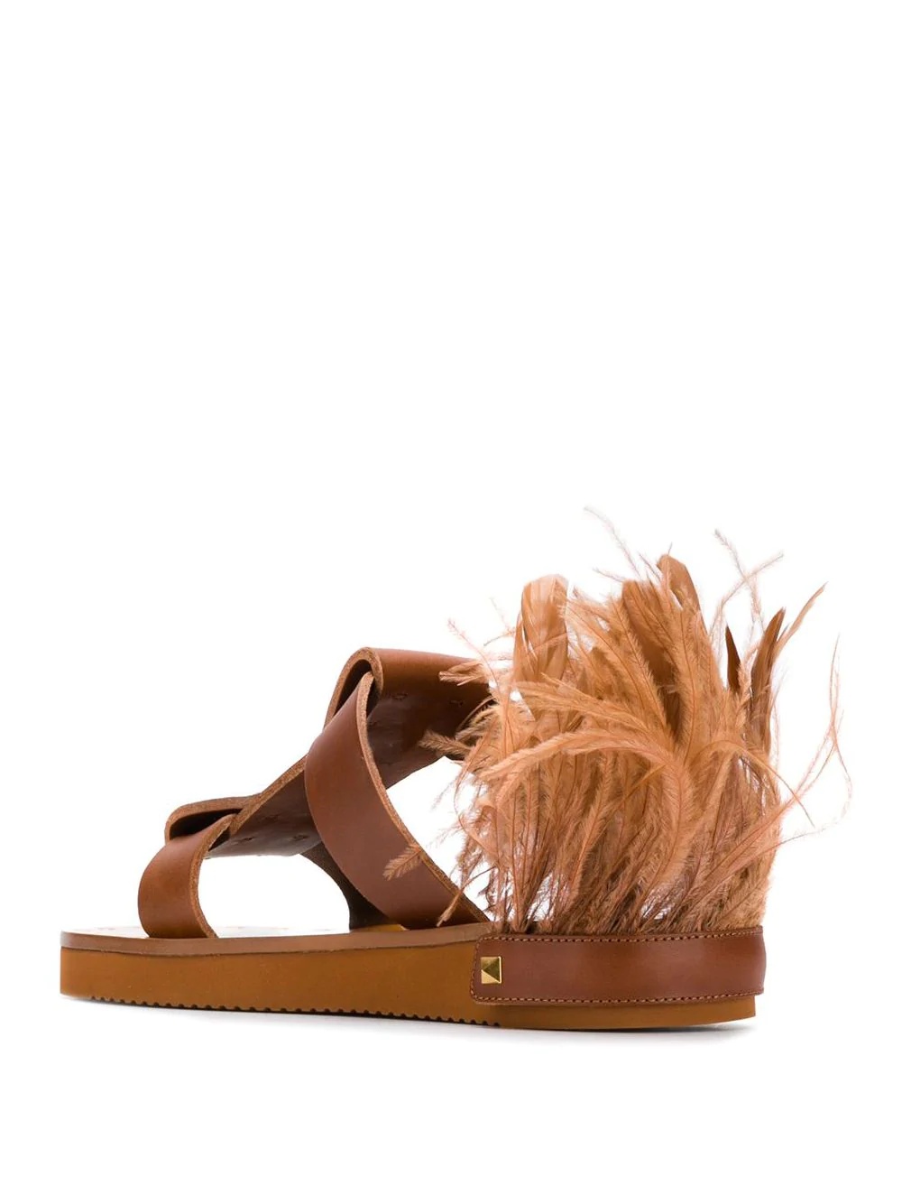 feather-detail flat sandals - 3