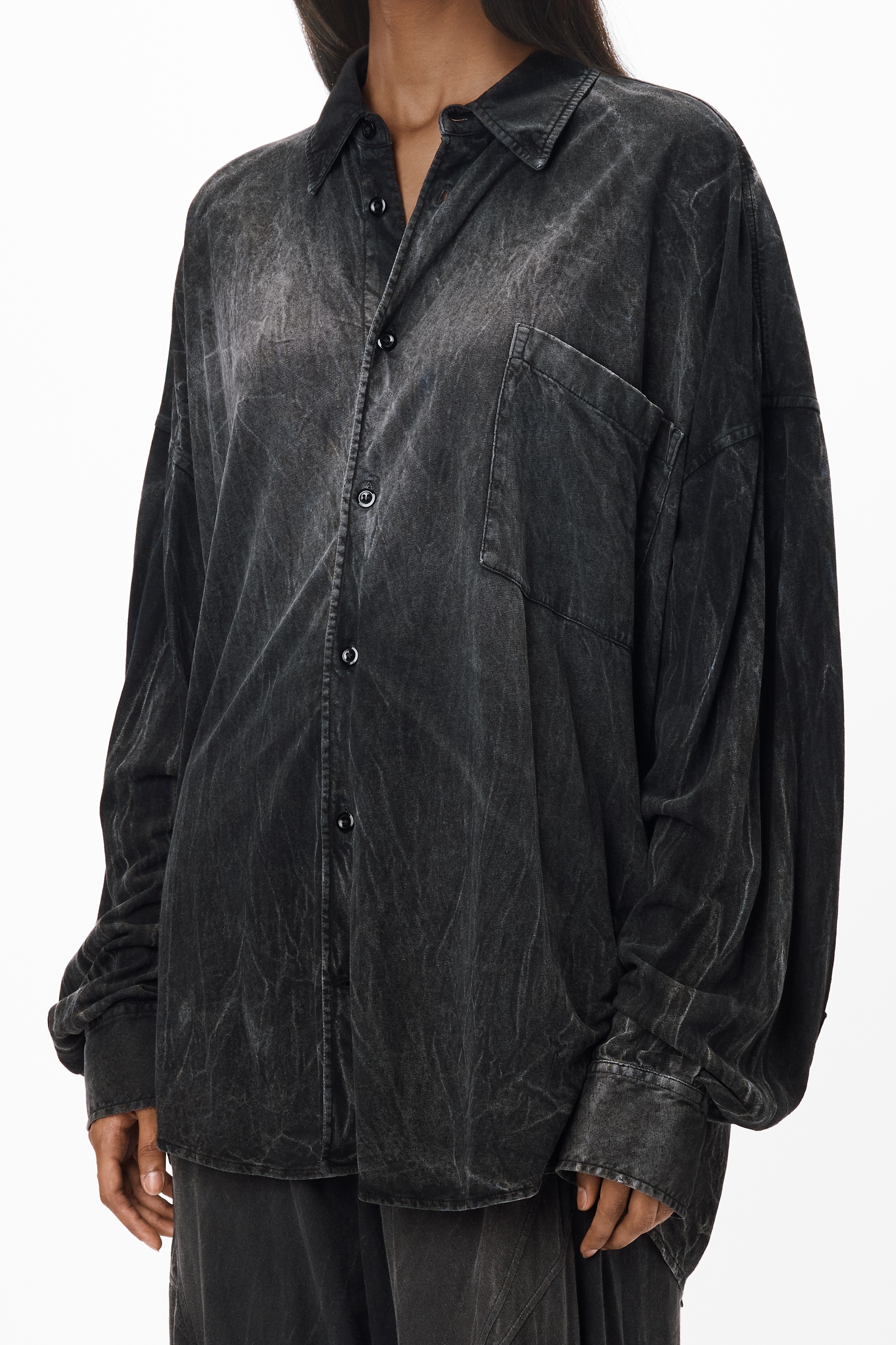 creased wash button up in cotton hemp jersey - 3
