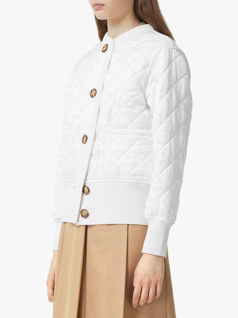 logo jacquard diamond quilted jacket - 3