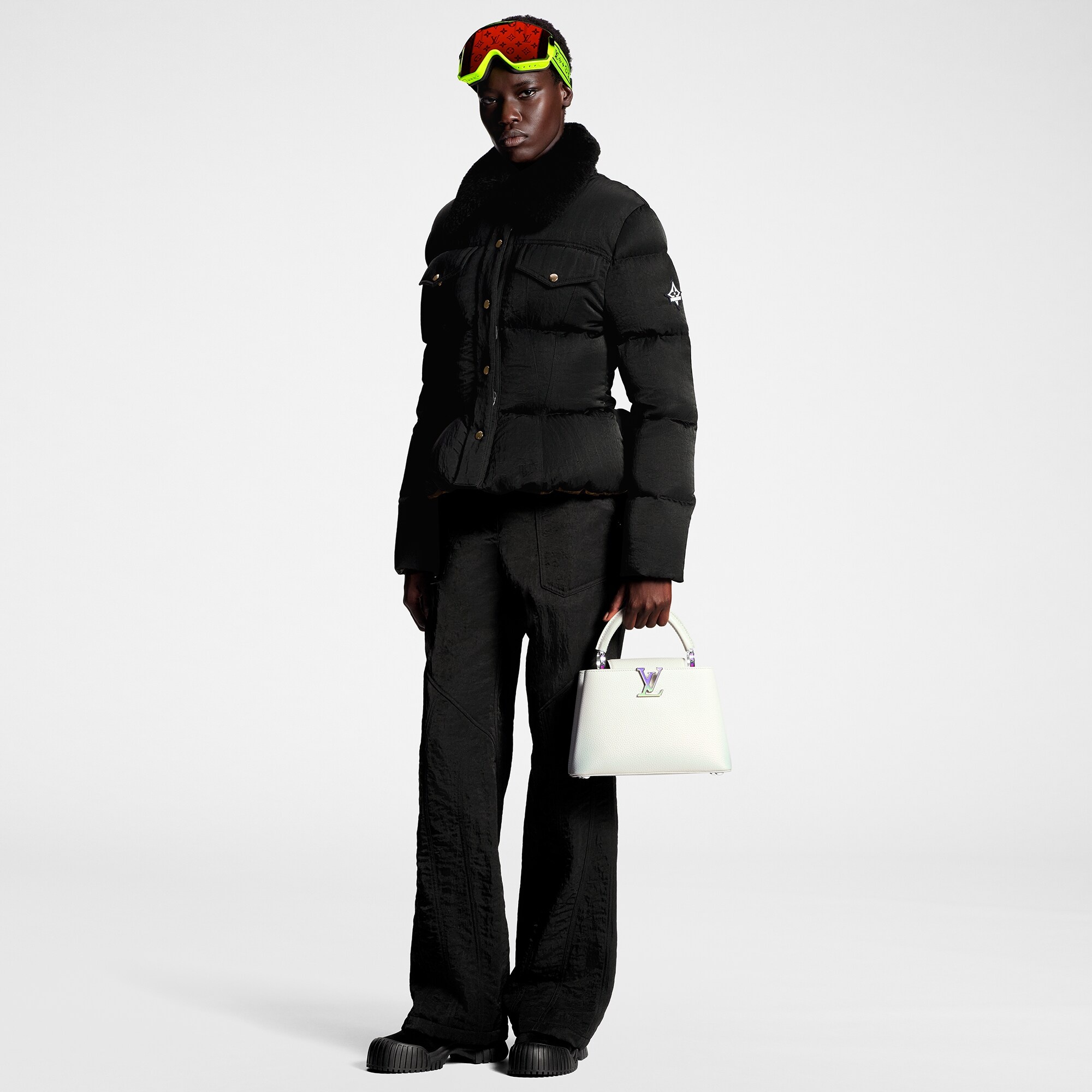 Crinkled Nylon Peplum Puffer Jacket - 4