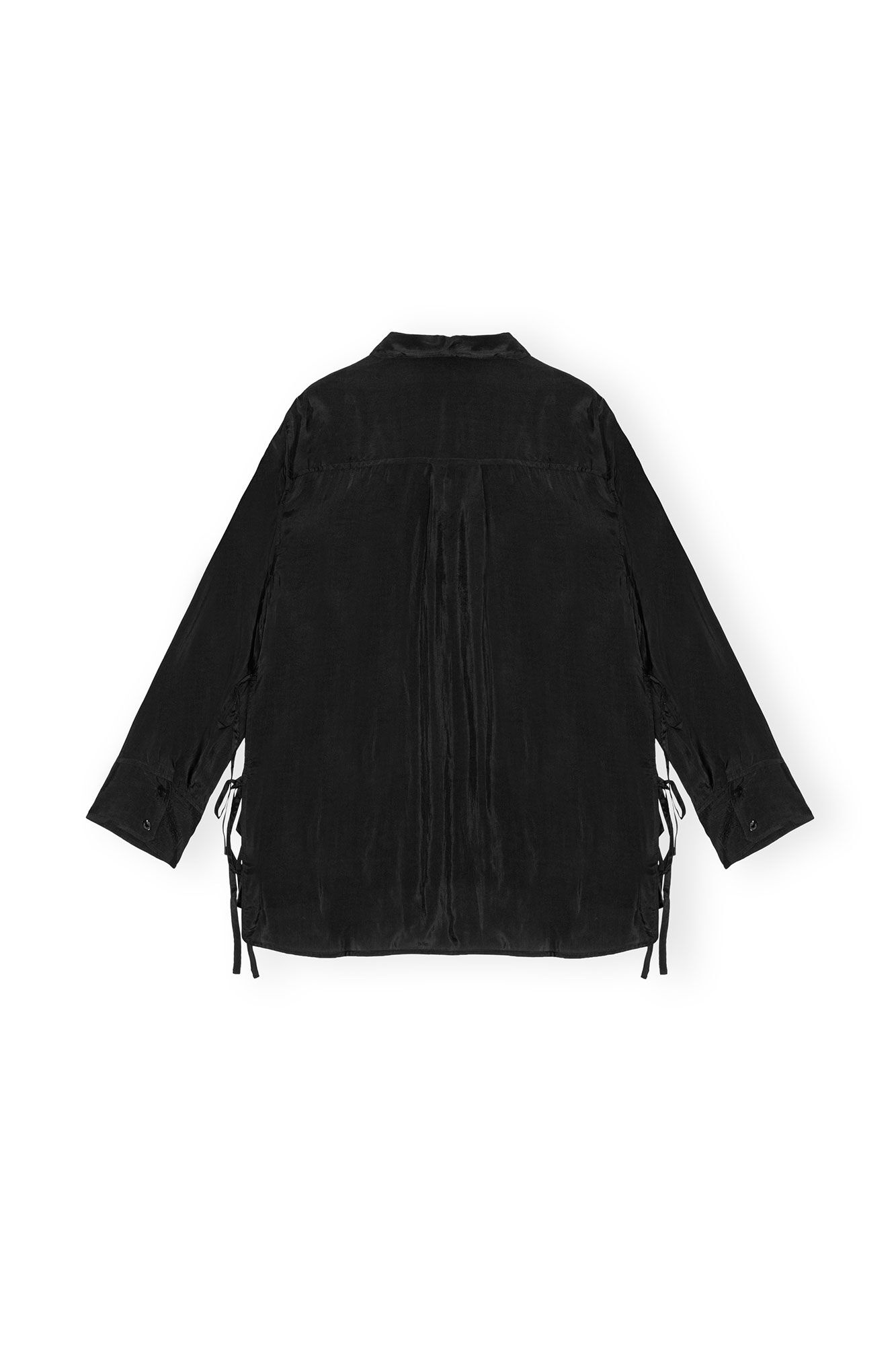 BLACK VISCOSE HABOTAI OVERSIZED SHIRT - 3