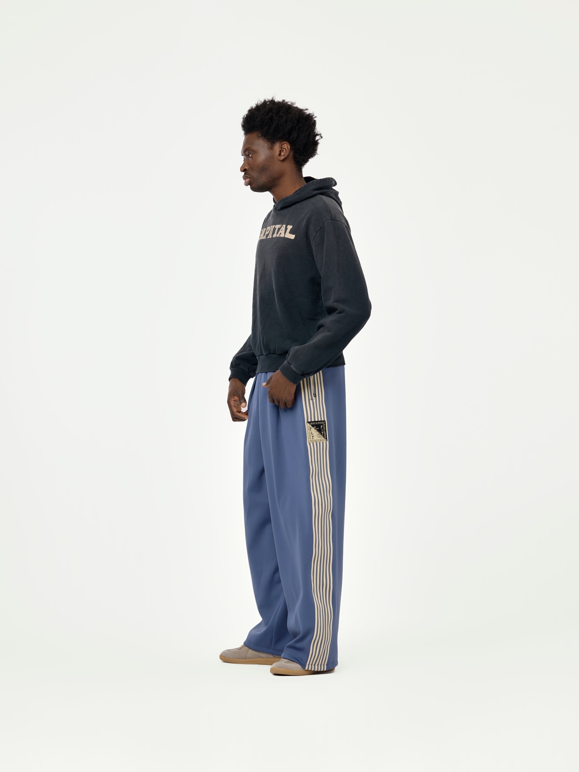 SMOOTH JERSEY STANTMAN&WOMAN BAGGY TRUCK PANTS (BANNER STRIPE) (PURPLE) - 4