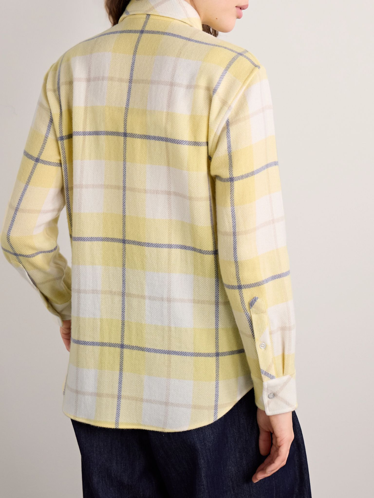 Dreamer checked cashmere shirt Yellow - 4