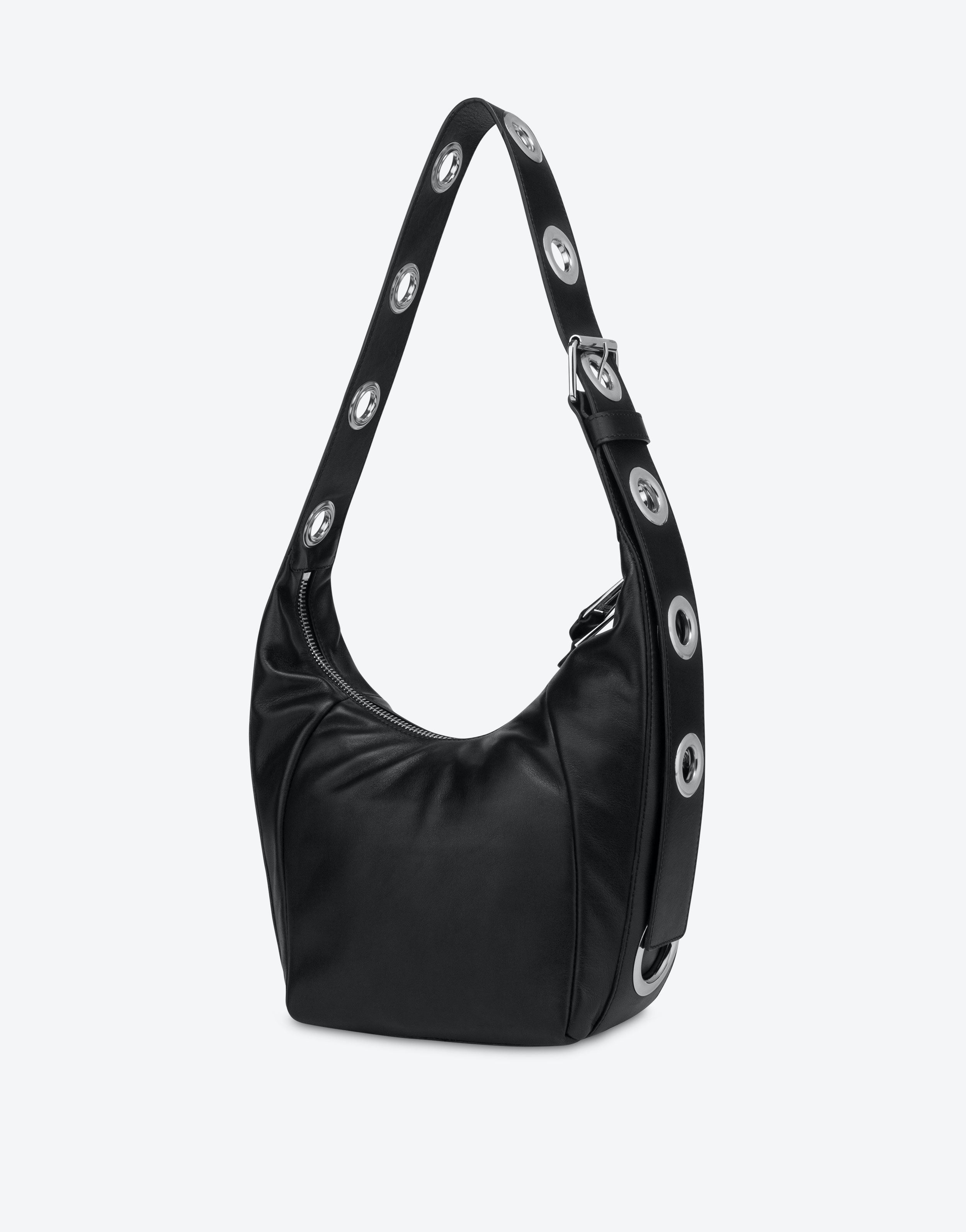MOSCHINO EYELETS CALFSKIN HOBO BAG - 2