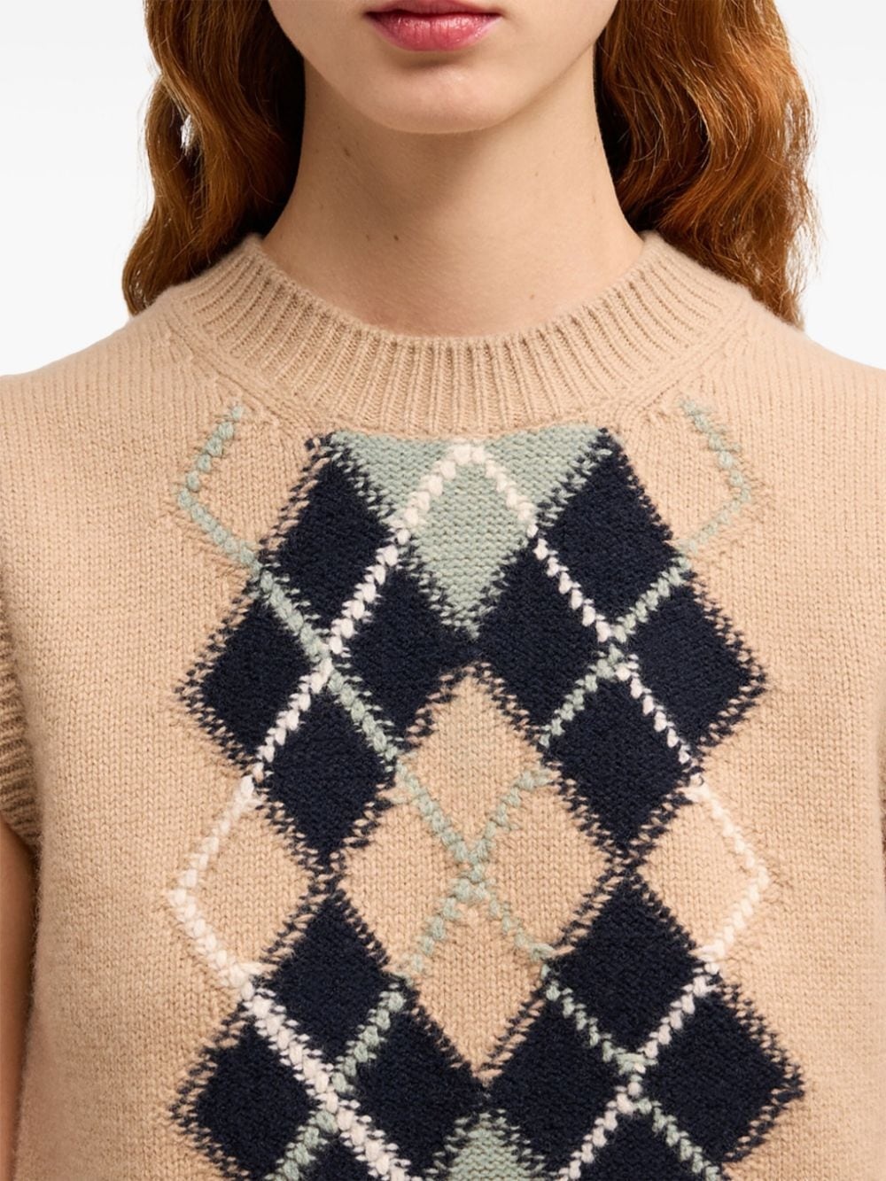 check-pattern wool-blend vest - 6