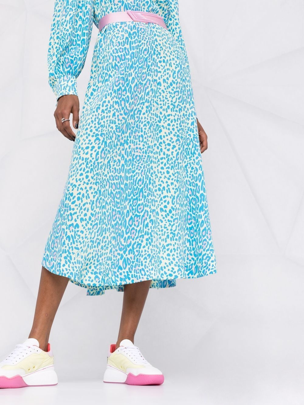 leopard-print belted dress - 5