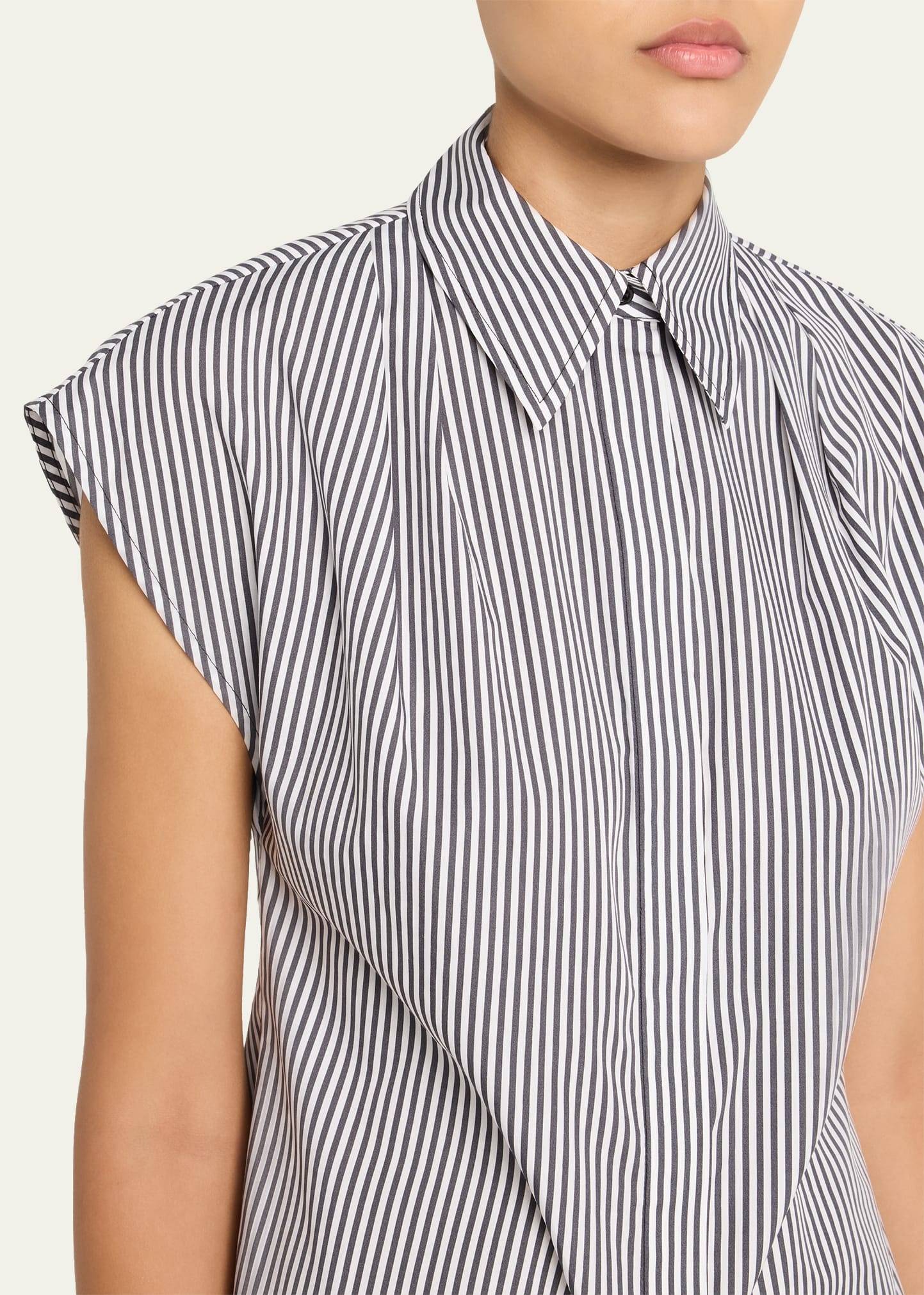 Gabi Striped Cap-Sleeve Button-Down Shirt - 5