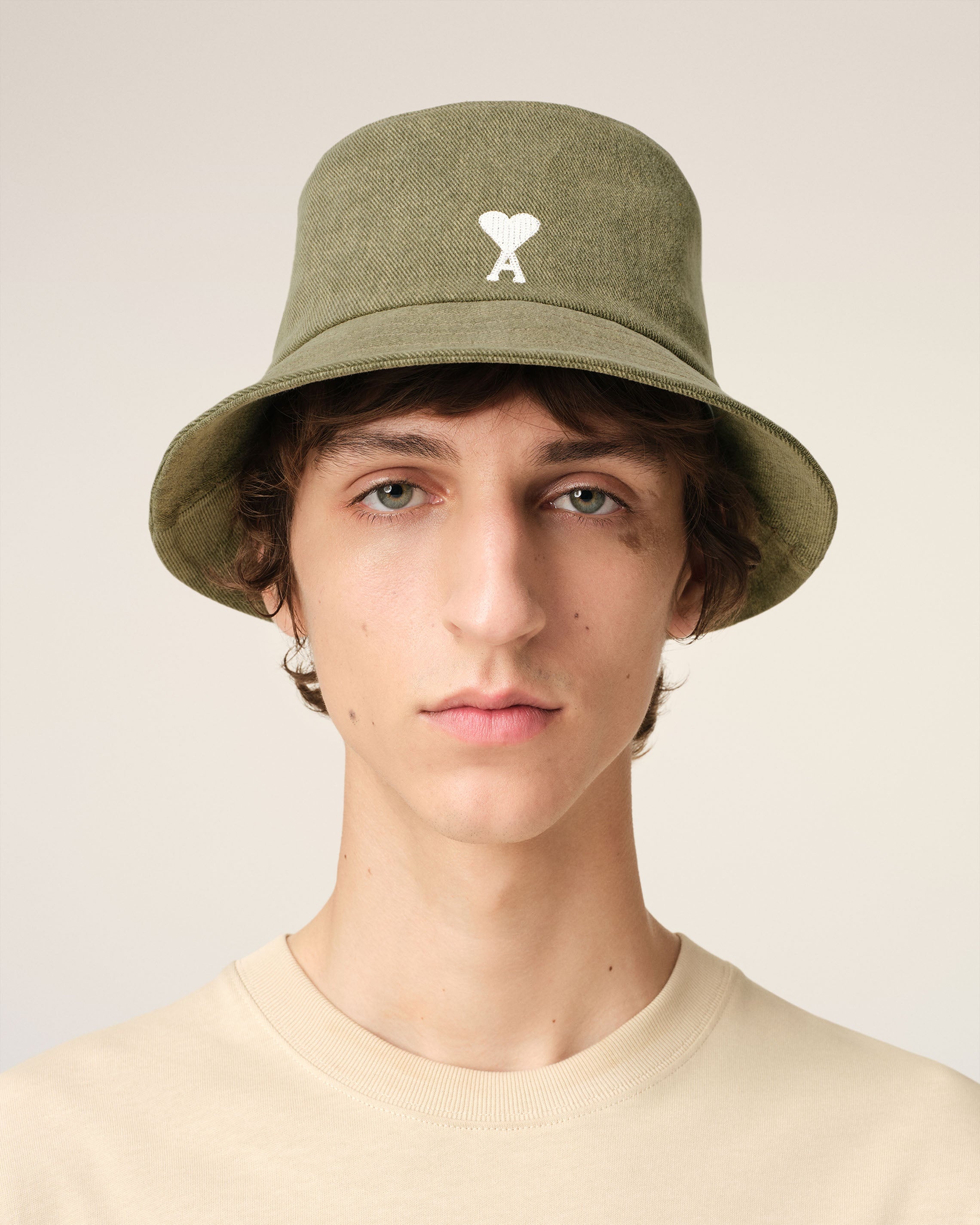 GREEN COTTON AMI DE COEUR EMBROIDERY BUCKET HAT - 2