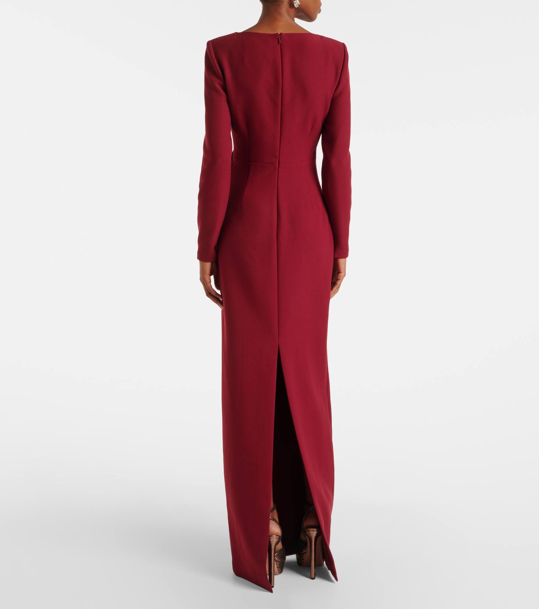 Floral-appliqué crêpe gown - 3