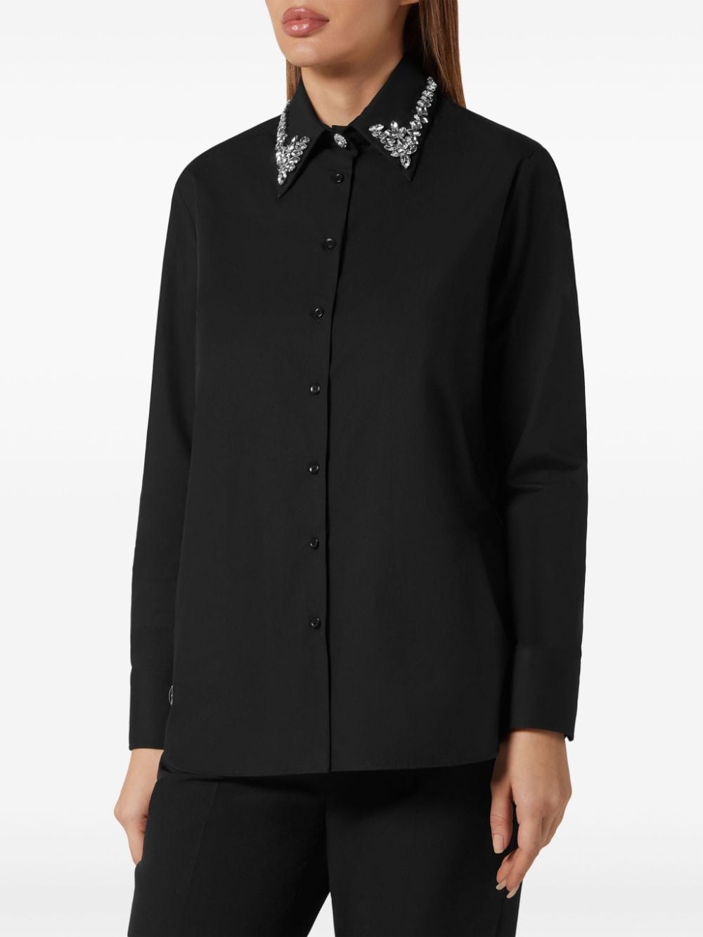 crystal-embellished cotton shirt - 2