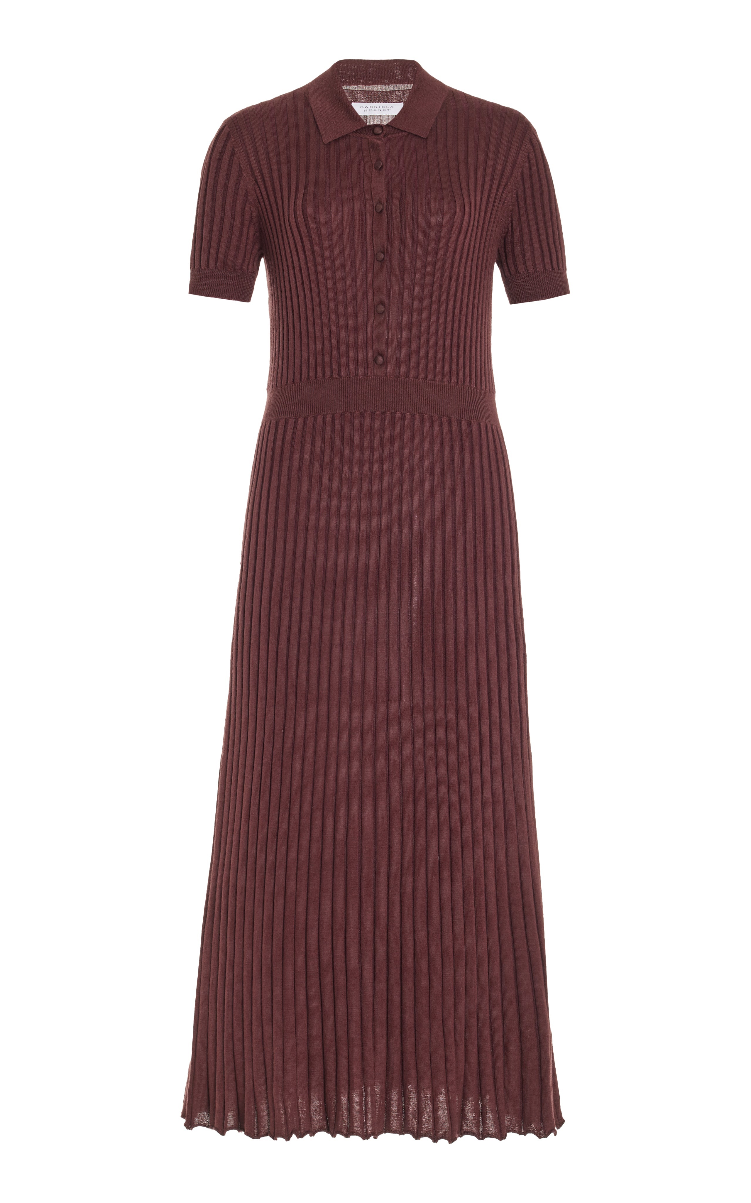 Amor Ribbed Dress in Deep Bordeaux Silk Cashmere - 1