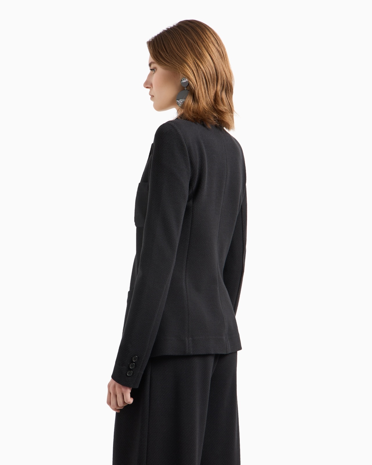 SINGLE-BREASTED JACKET IN KNIT-EFFECT JACQUARD JERSEY - 3
