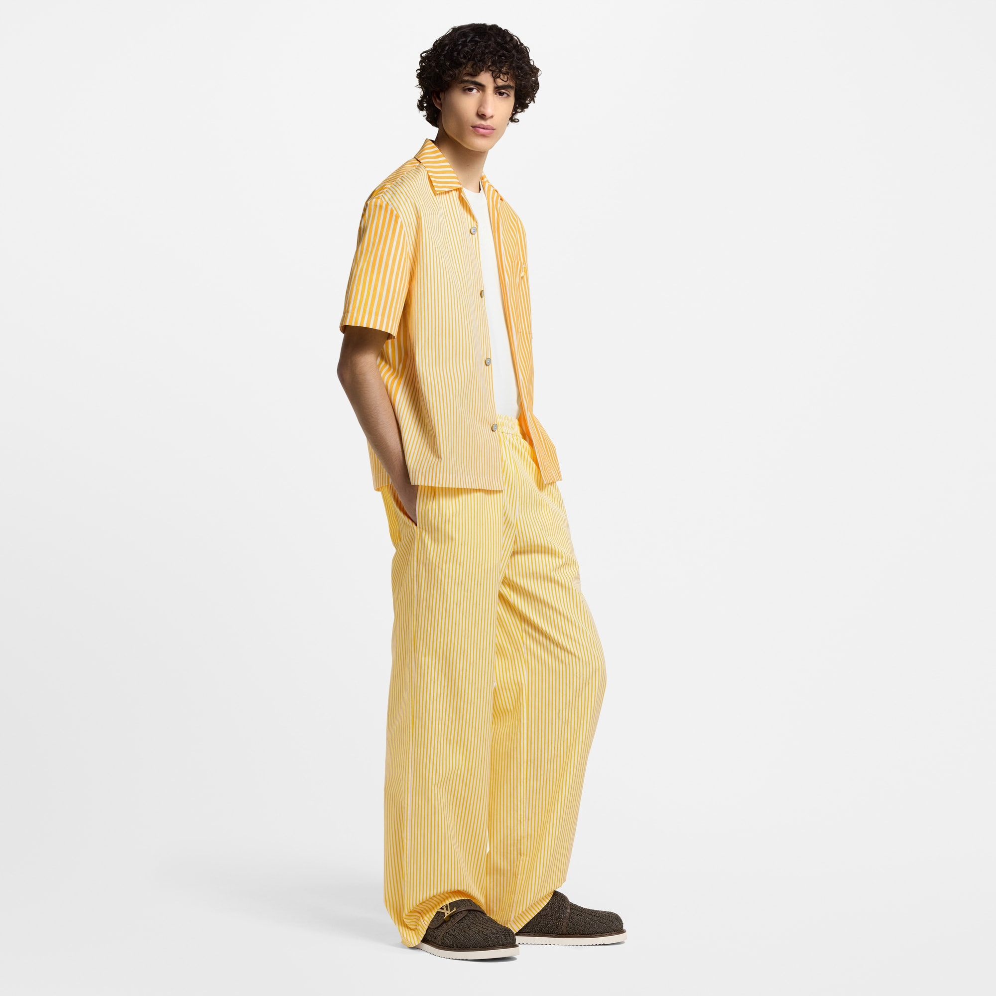 Monogram Striped Drawstring Pants - 4