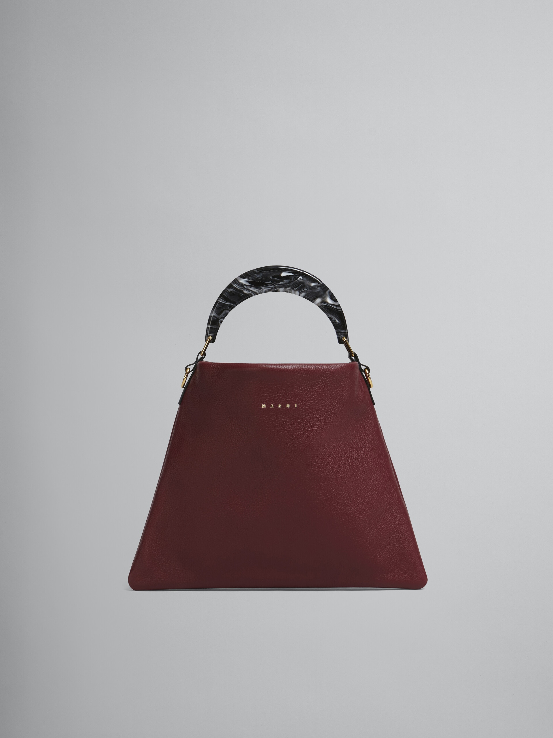 HOBO BAG IN RED GRAINED CALFSKIN AND RESIN HANDLE - 1