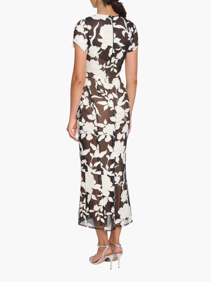 Marchesa LEATHER GUIPURE SHEATH MAXI DRESS outlook