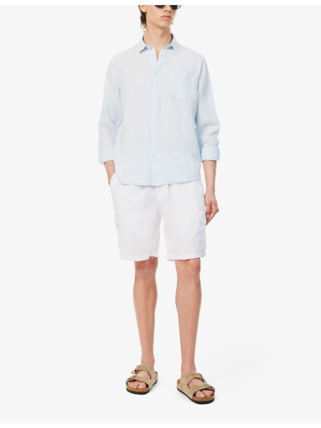 Caroubis brand-embroidered linen shirt - 2