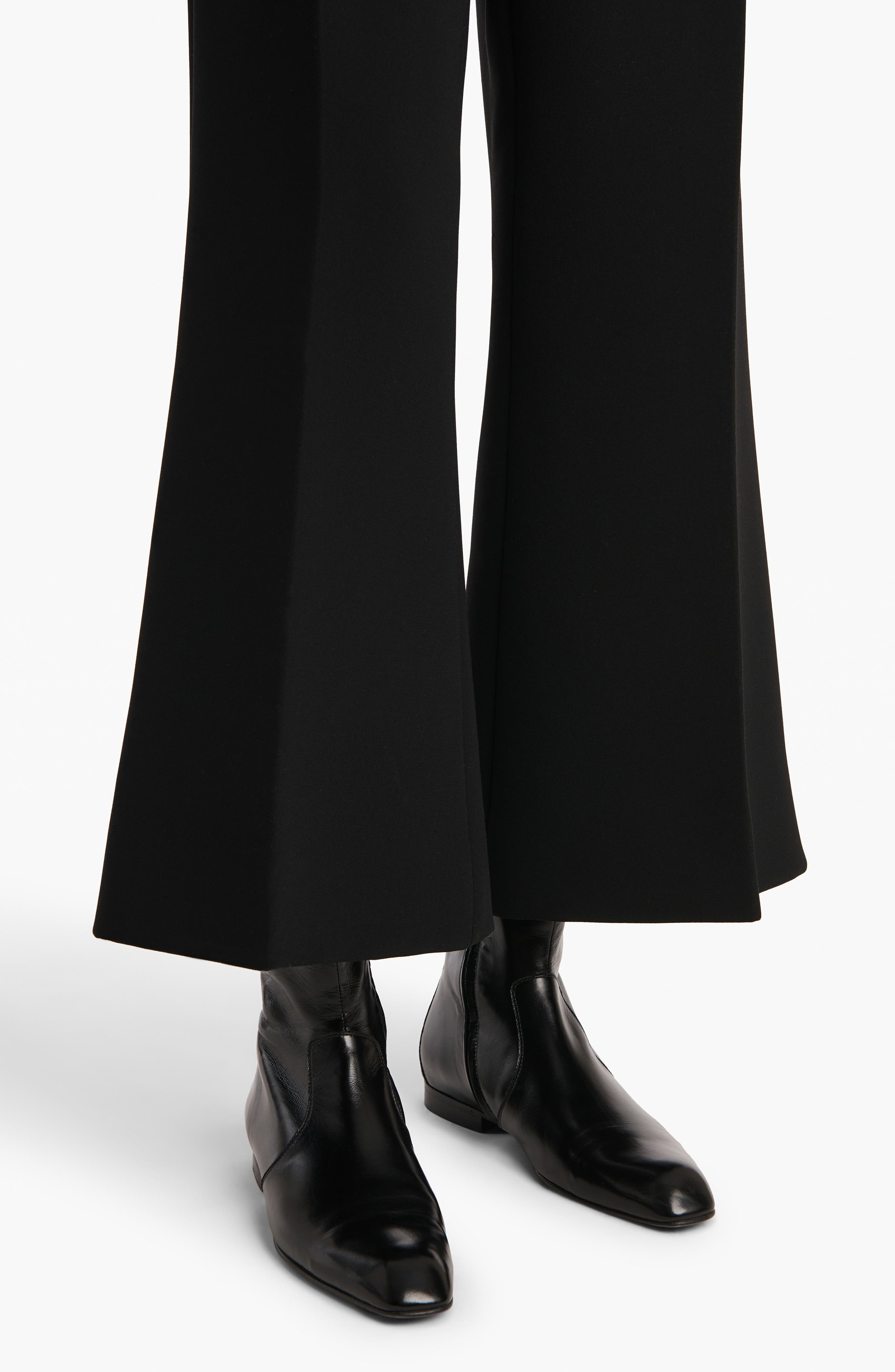 Khaite Walter Double Face Crepe Kick Flare Crop Pants in Black at Nordstrom - 3
