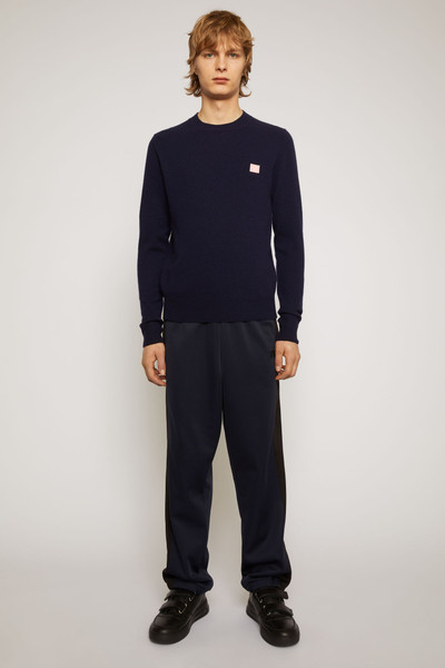 Acne Studios Wool crew neck sweater navy/pink outlook