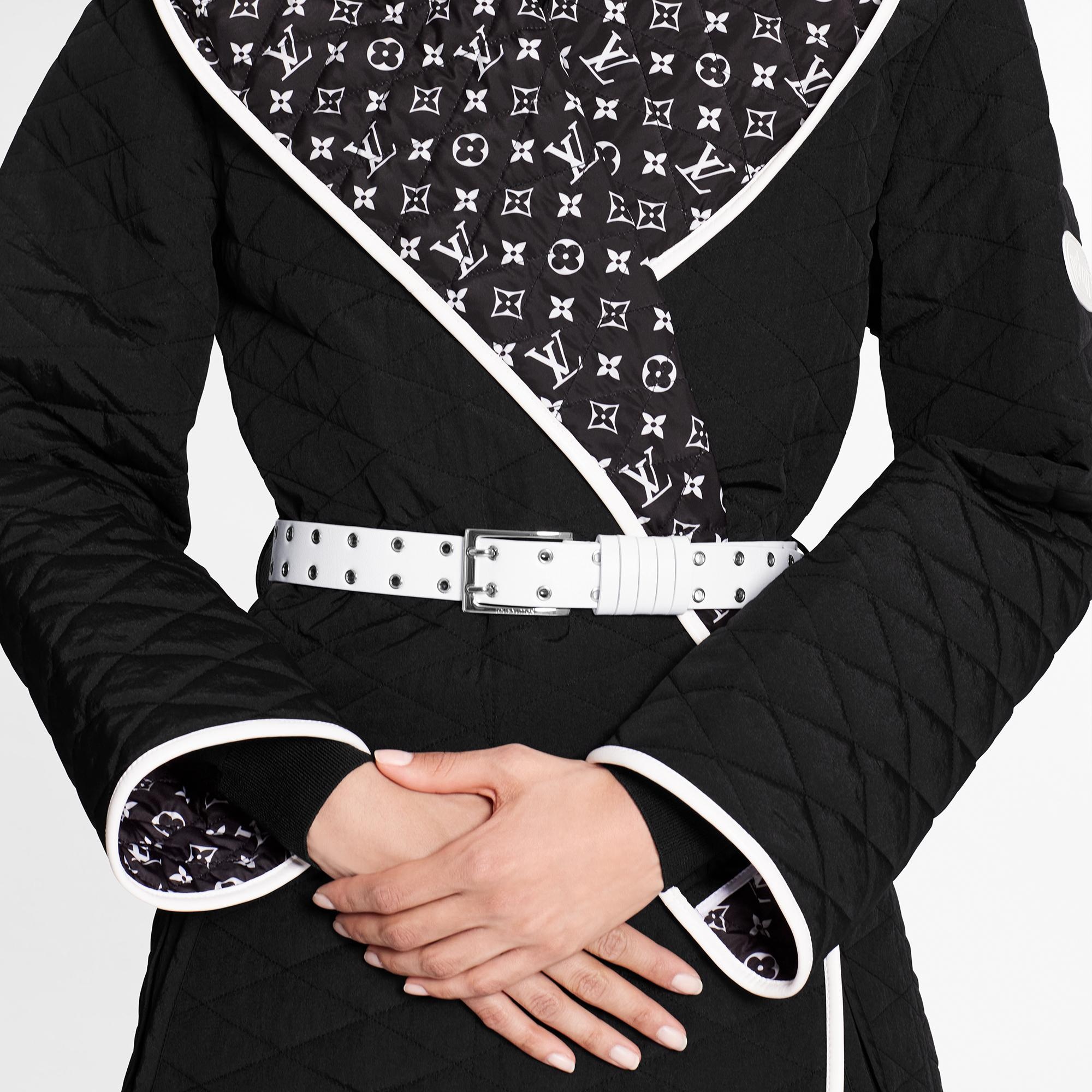 Graphic Quilted Nylon Hooded Wrap Coat - 5