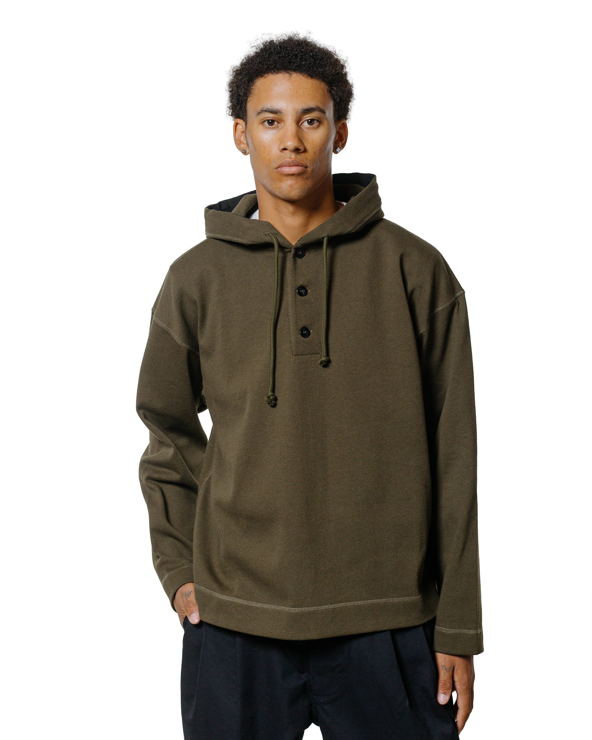 MHL Button Hoodie Open End Jersey Seaweed - 2