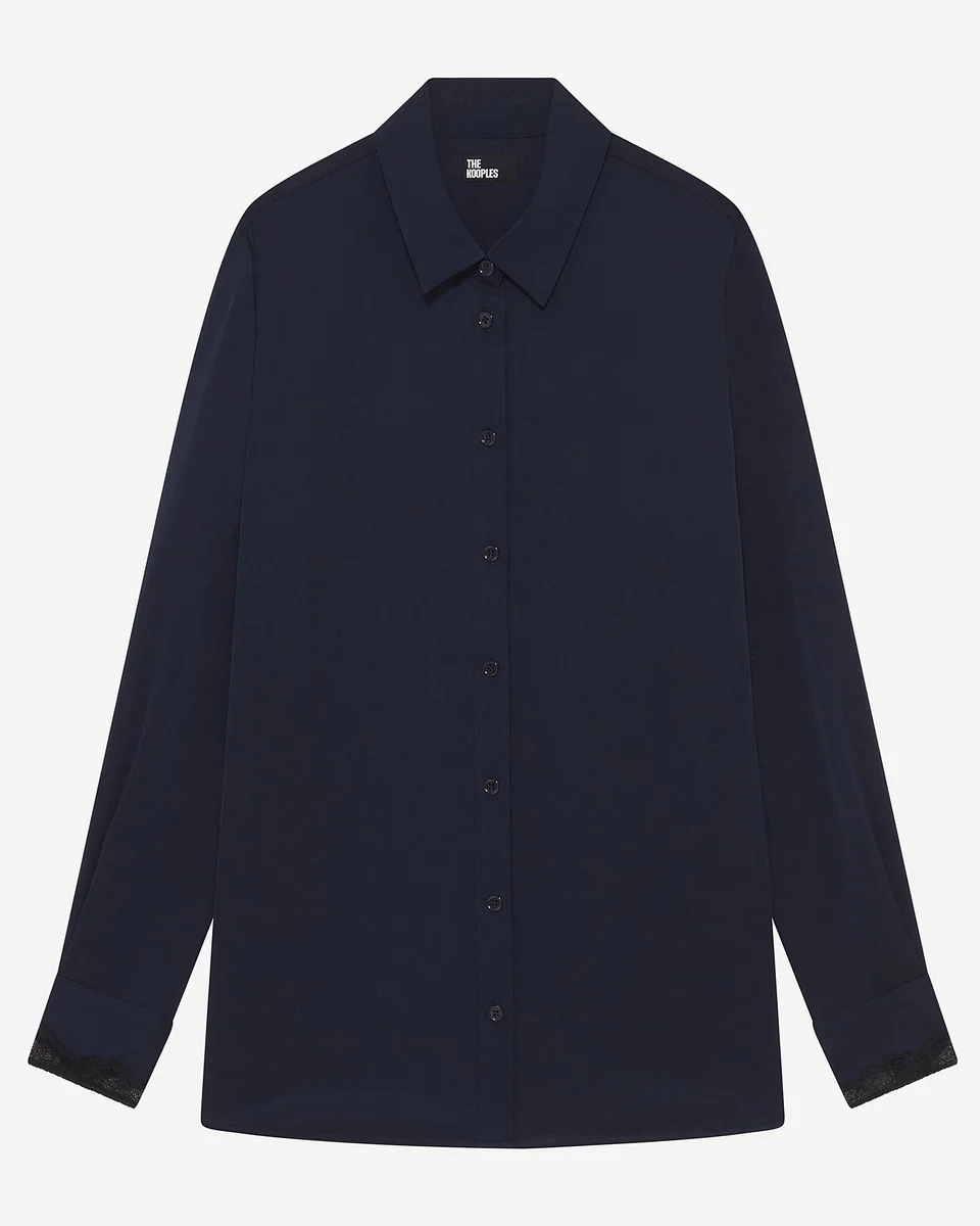 NAVY SILK SHIRT - 1