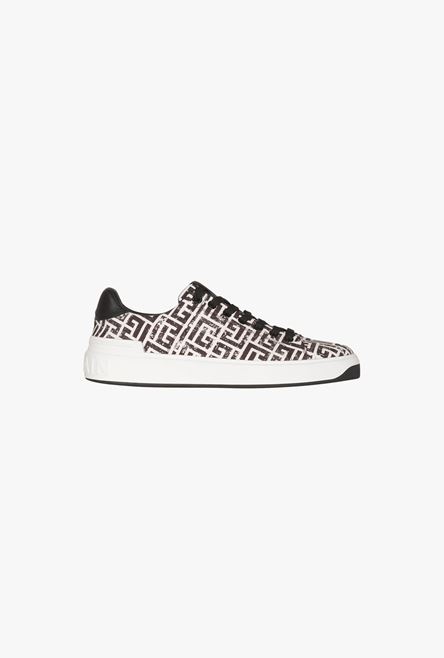 White and black monogram canvas B-Court sneakers - 1