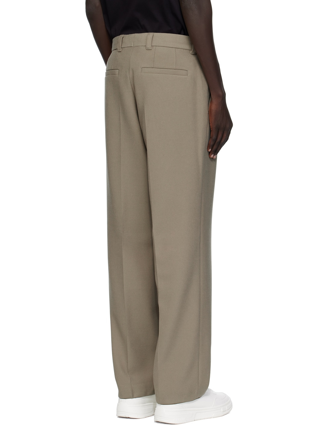 Taupe Relaxed-Fit Double Pleat Trousers - 3