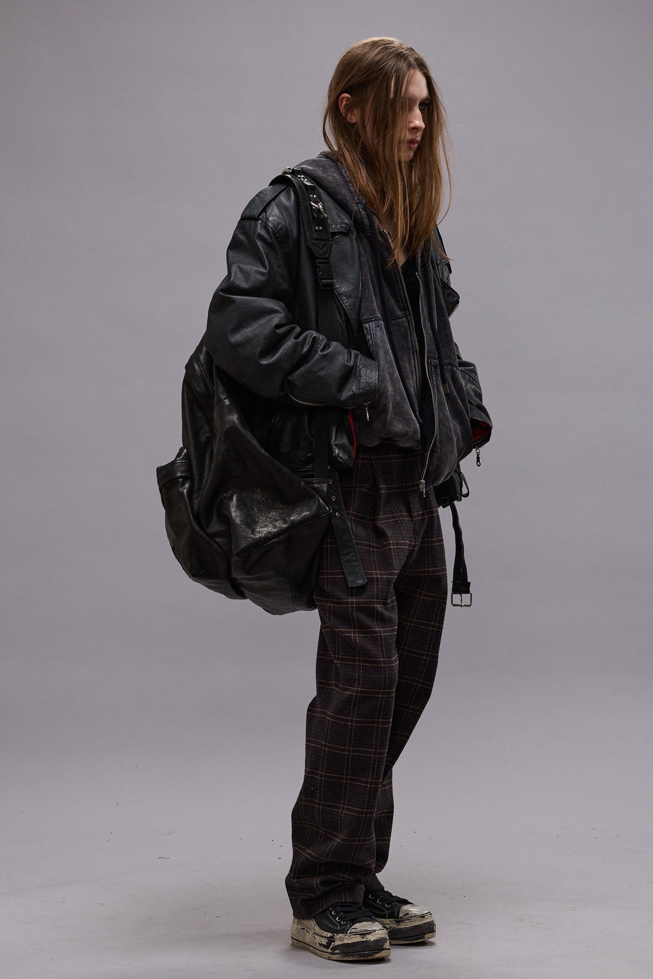 RELAXED TROUSER - DARK BROWN PLAID - R13 - 3